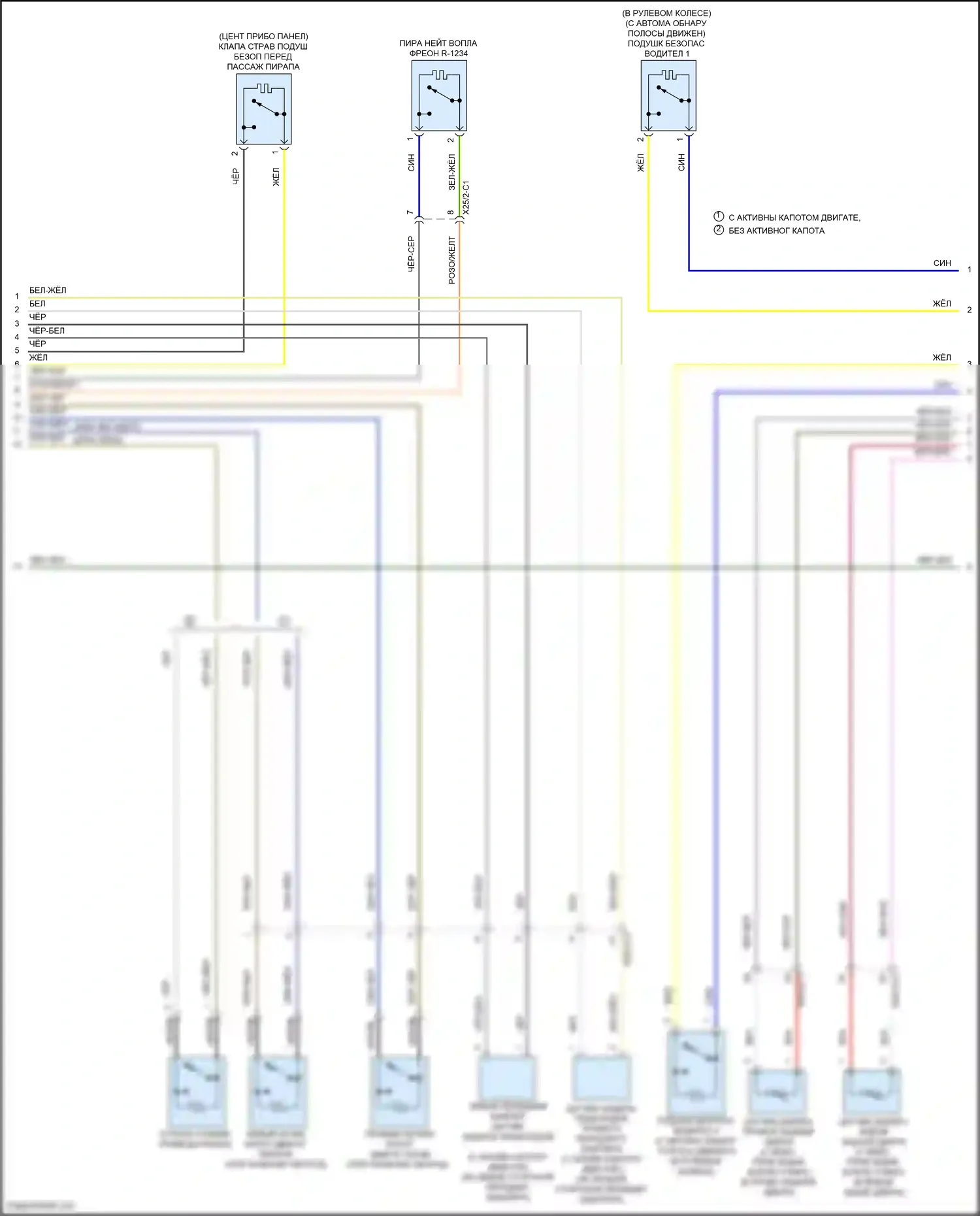 GLA-класс Mercedes-Benz X156 рестайлинг (2017-2020): Электросхема подушек безопасности (2 из 4) 
