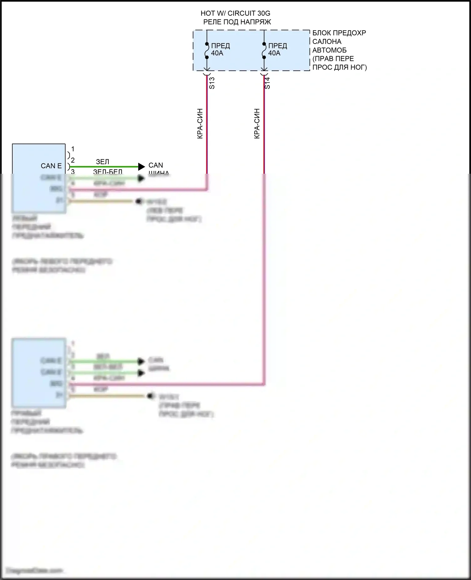 GLA-класс Mercedes-Benz X156 рестайлинг (2017-2020): Электросхема преднатяжителей ремней безопасности 