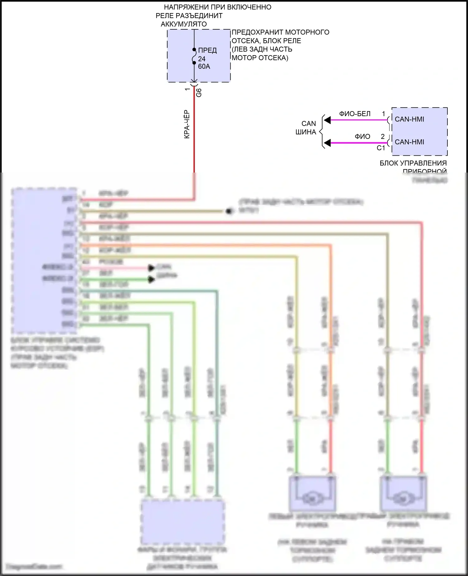 GLB-класс Mercedes-Benz X247 рестайлинг (2023-2024): Электросхема блокировки селектора 