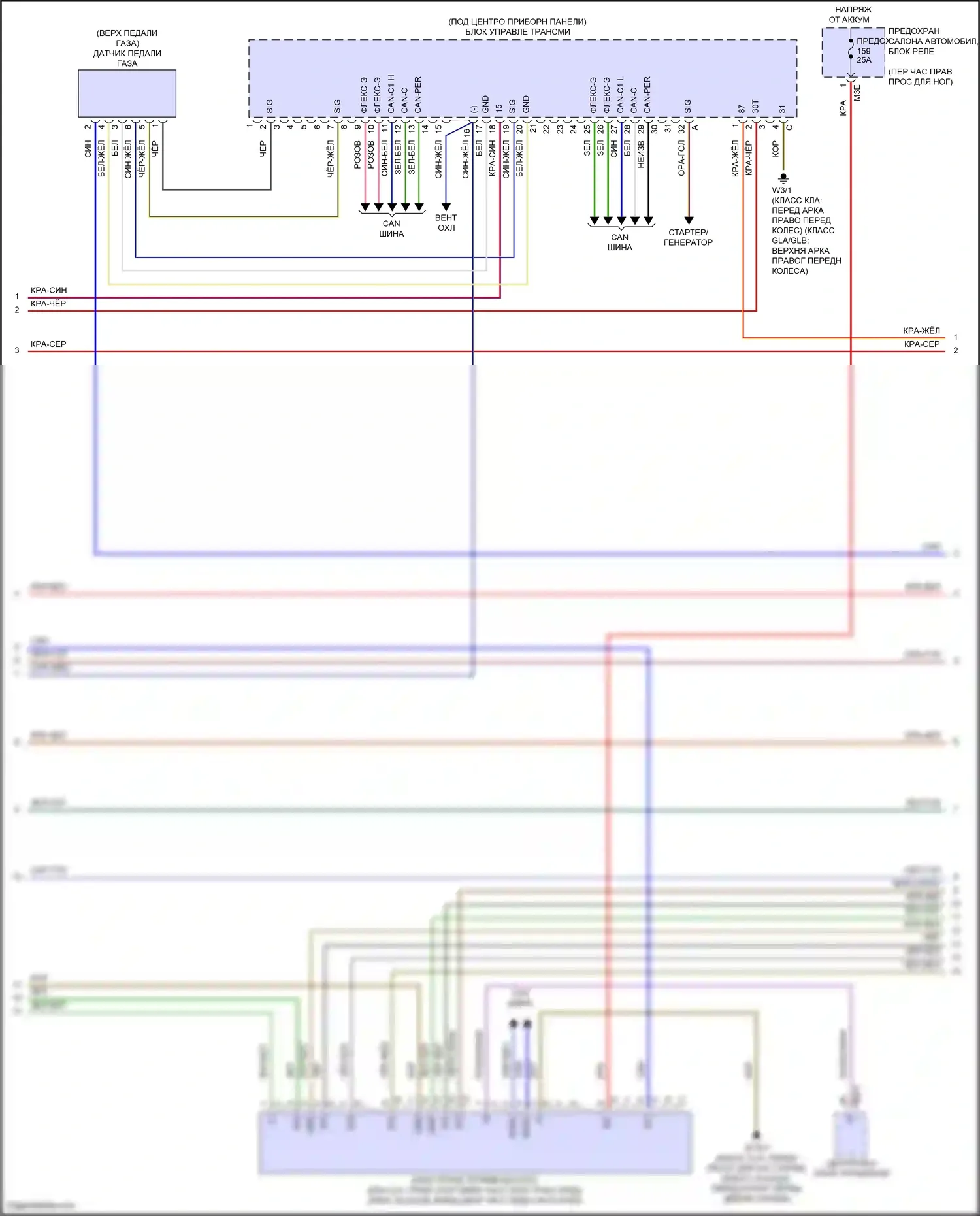 GLB-класс Mercedes-Benz X247 рестайлинг (2023-2024): Электросхема двигателя 2.0л турбо (2 из 7) 