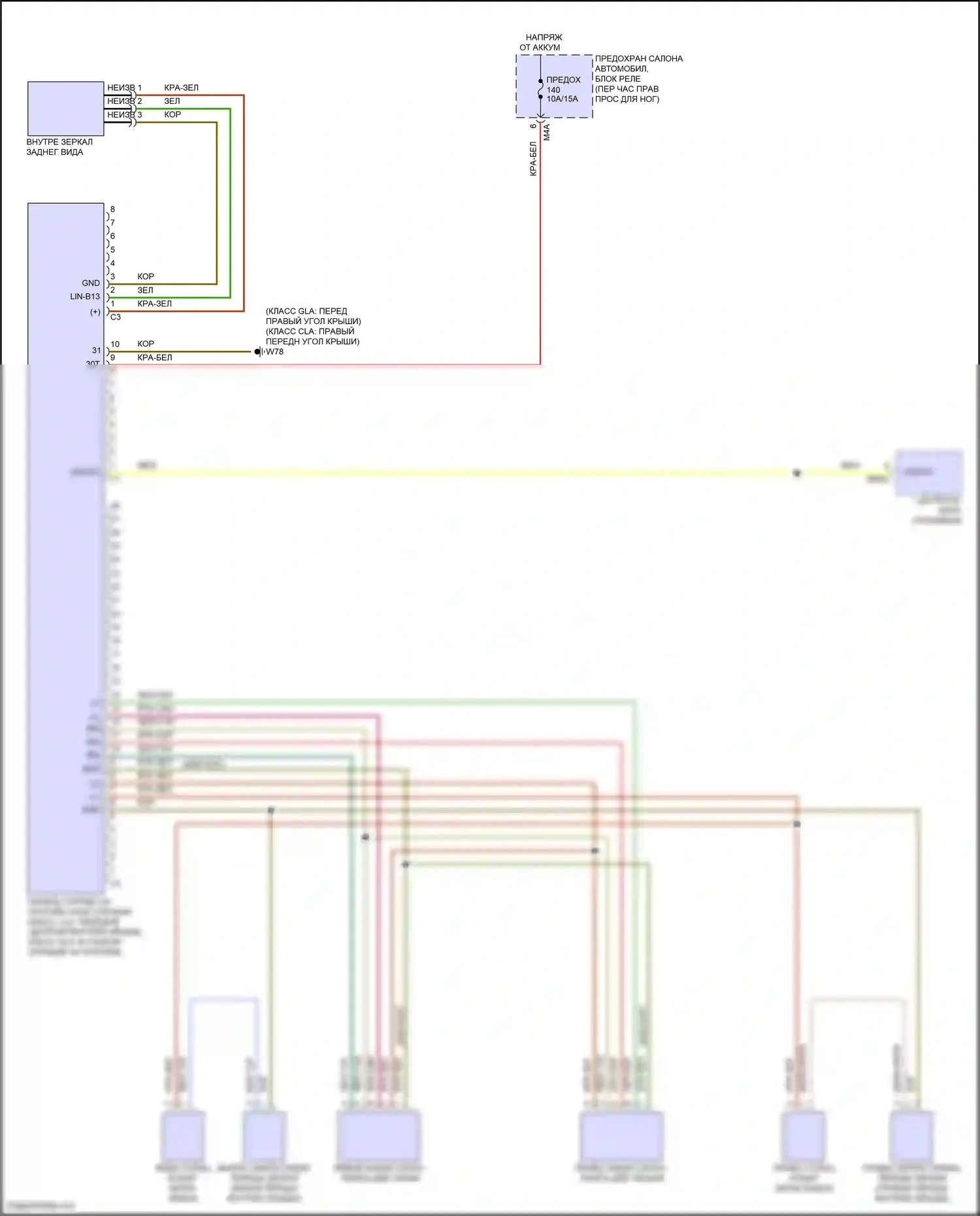 GLB-класс Mercedes-Benz X247 рестайлинг (2023-2024): Электросхема потолочного пульта 