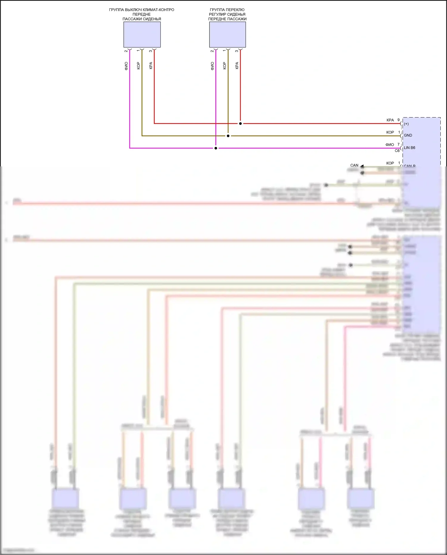 GLB-класс Mercedes-Benz X247 рестайлинг (2023-2024): Электросхема передней вентиляции и подогрева сидений (2 из 2) 