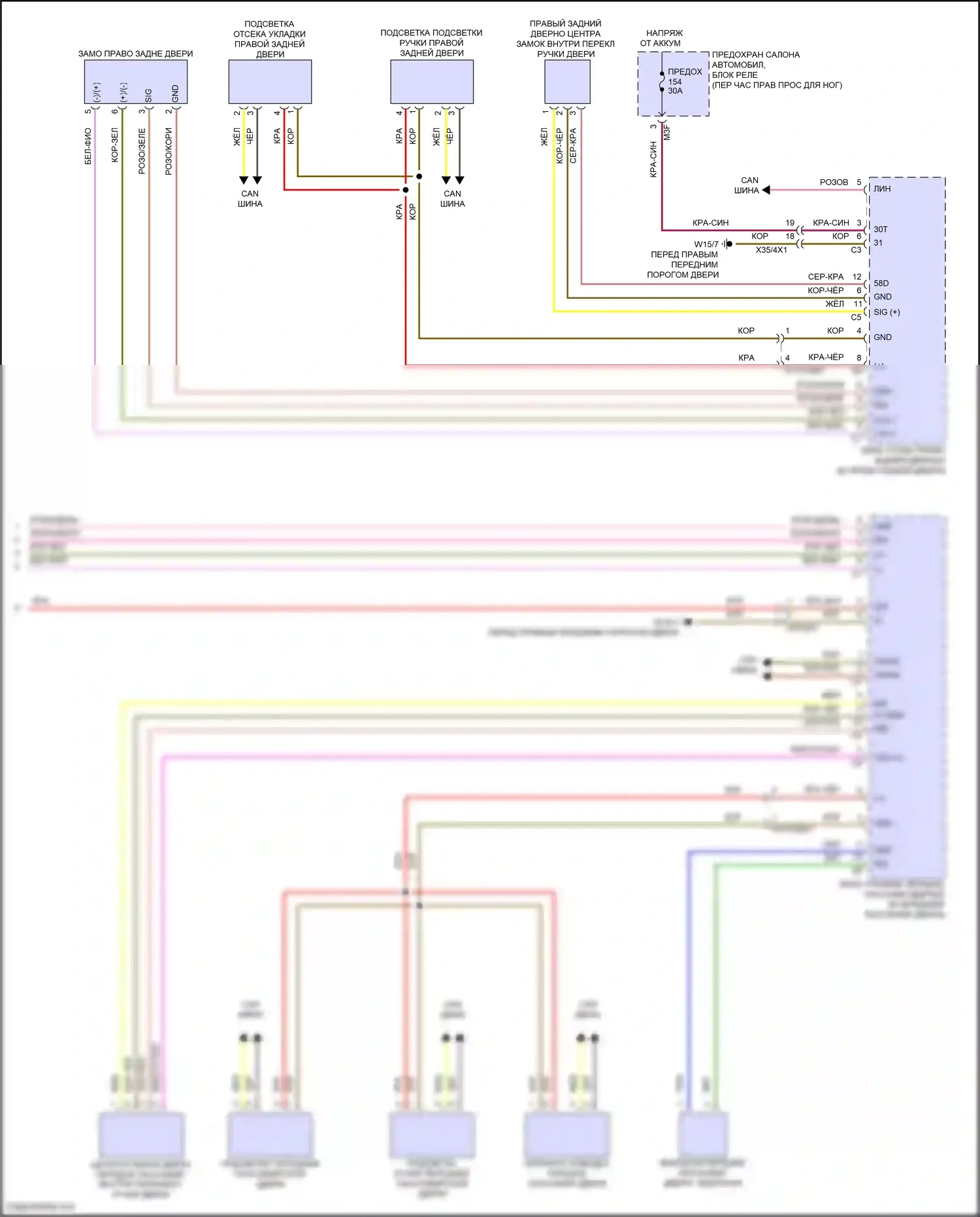 GLB-класс Mercedes-Benz X247 рестайлинг (2023-2024): Электросхема центрального замка с автоблокировкой (3 из 3) 