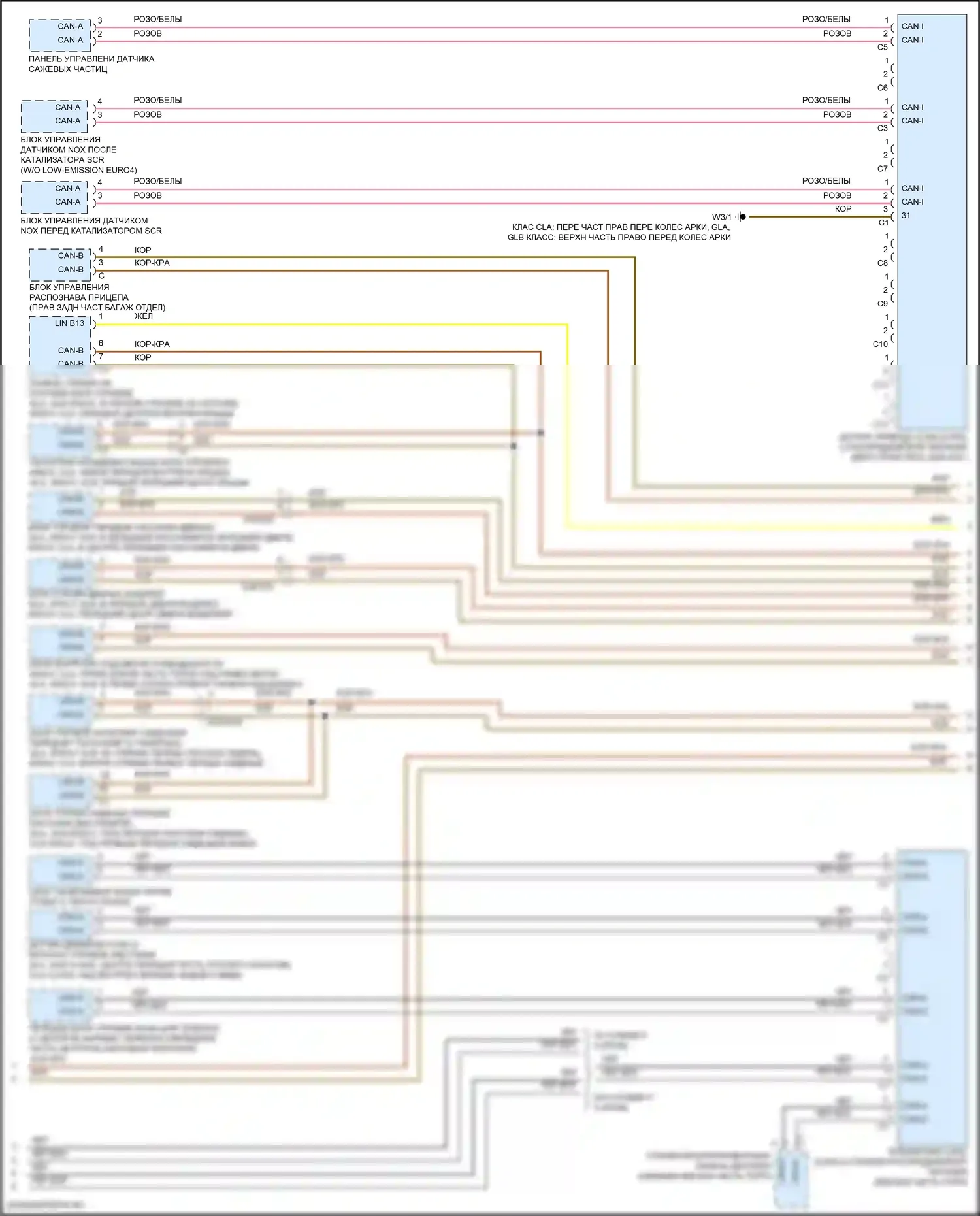 GLB-класс Mercedes-Benz X247 (2019-2023): Электросхема шины высокого/низкого уровня (5 из 6) 