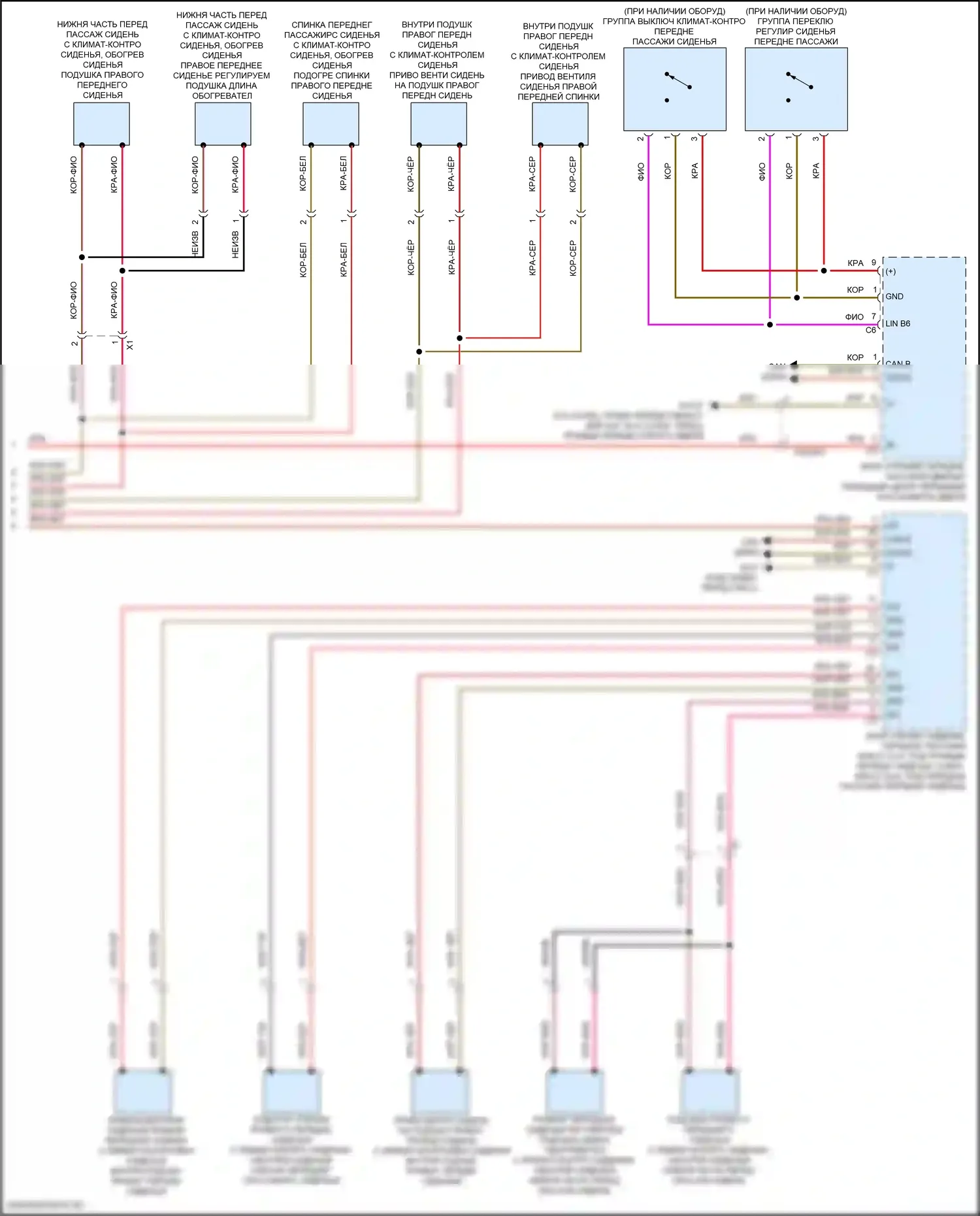 GLB-класс Mercedes-Benz X247 (2019-2023): Электросхема передней вентиляции и подогрева сидений, с памятью (2 из 2) 