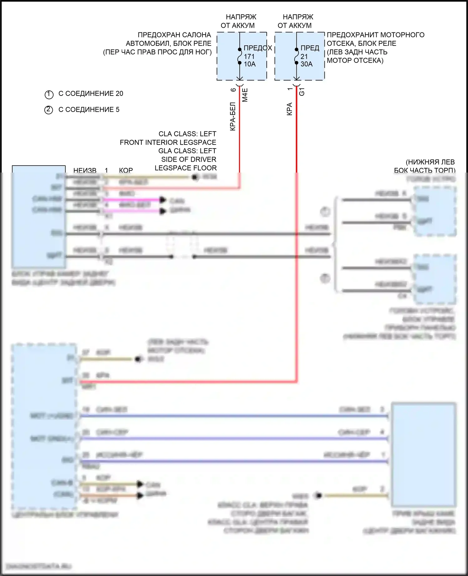GLB-класс Mercedes-Benz X247 (2019-2023): Электросхема задней камеры 