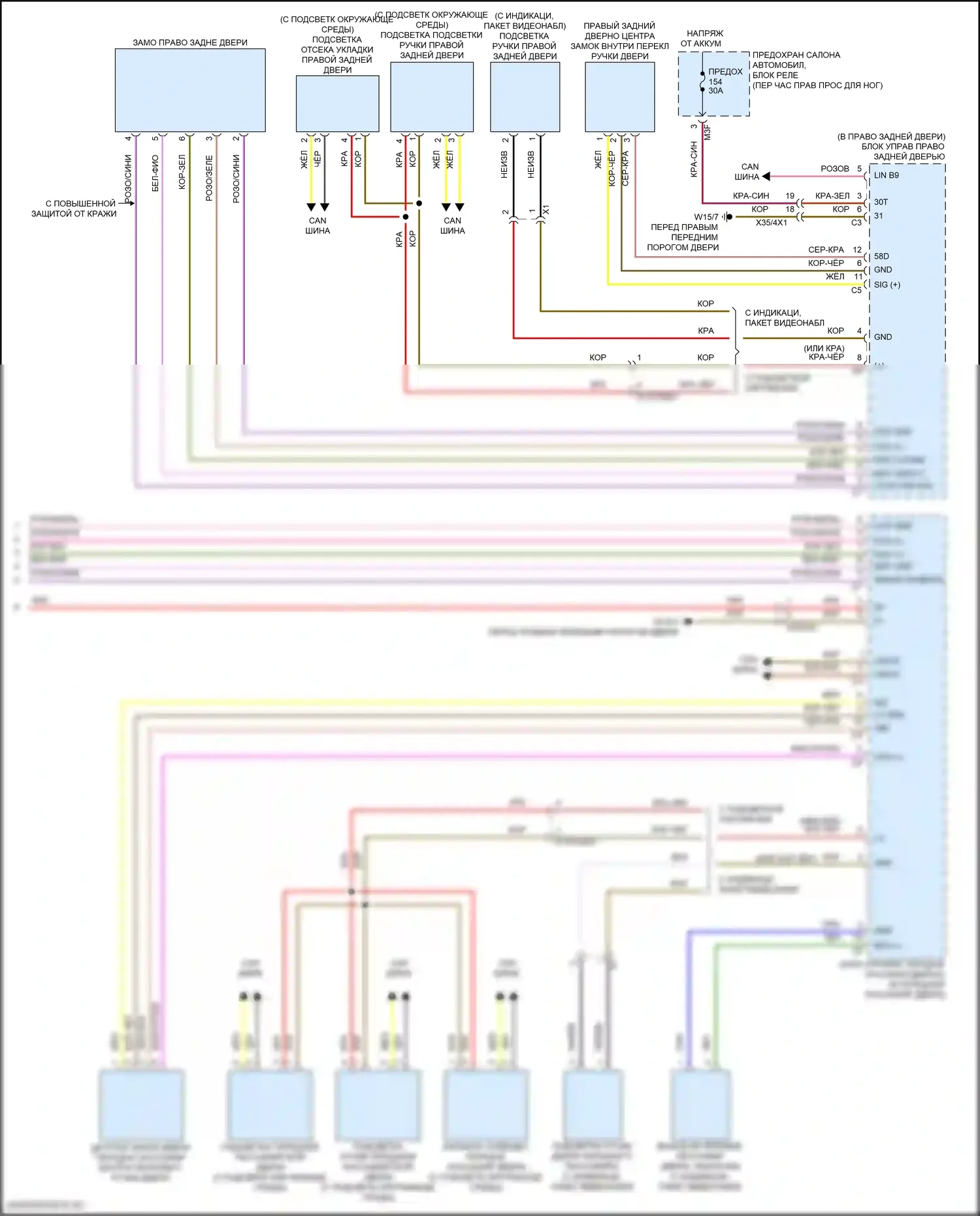 GLB-класс Mercedes-Benz X247 (2019-2023): Электросхема центрального замка с автоблокировкой (3 из 3) 