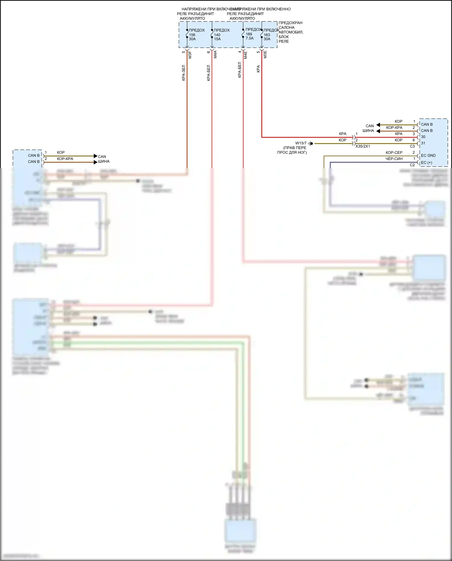 GLB-класс Mercedes-Benz X247 (2019-2023): Электросхема управления зеркалами заднего вида 