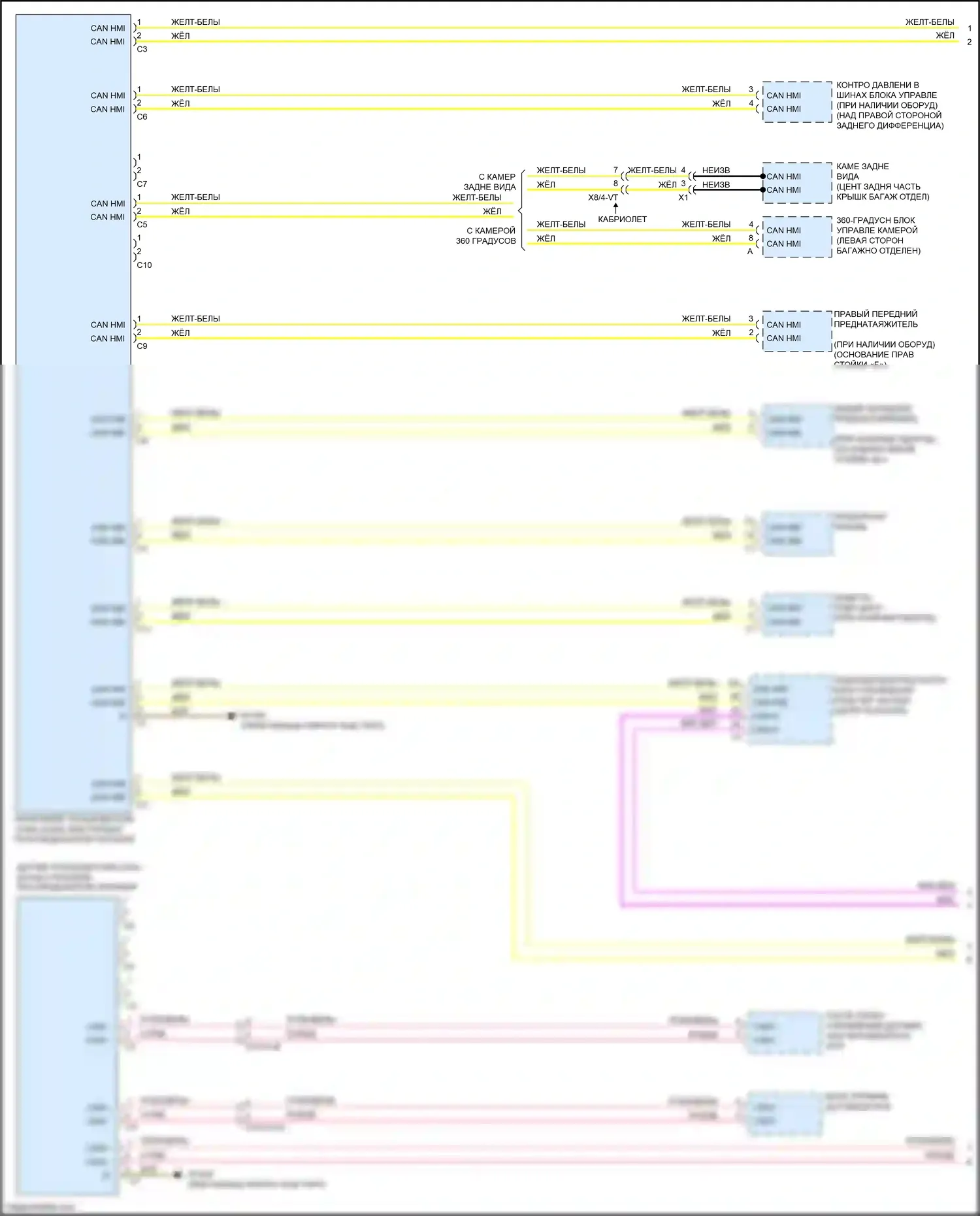 GLC-класс AMG Mercedes-Benz X253 (2016-2019): Электросхема шины высокого/низкого уровня (1 из 6) 