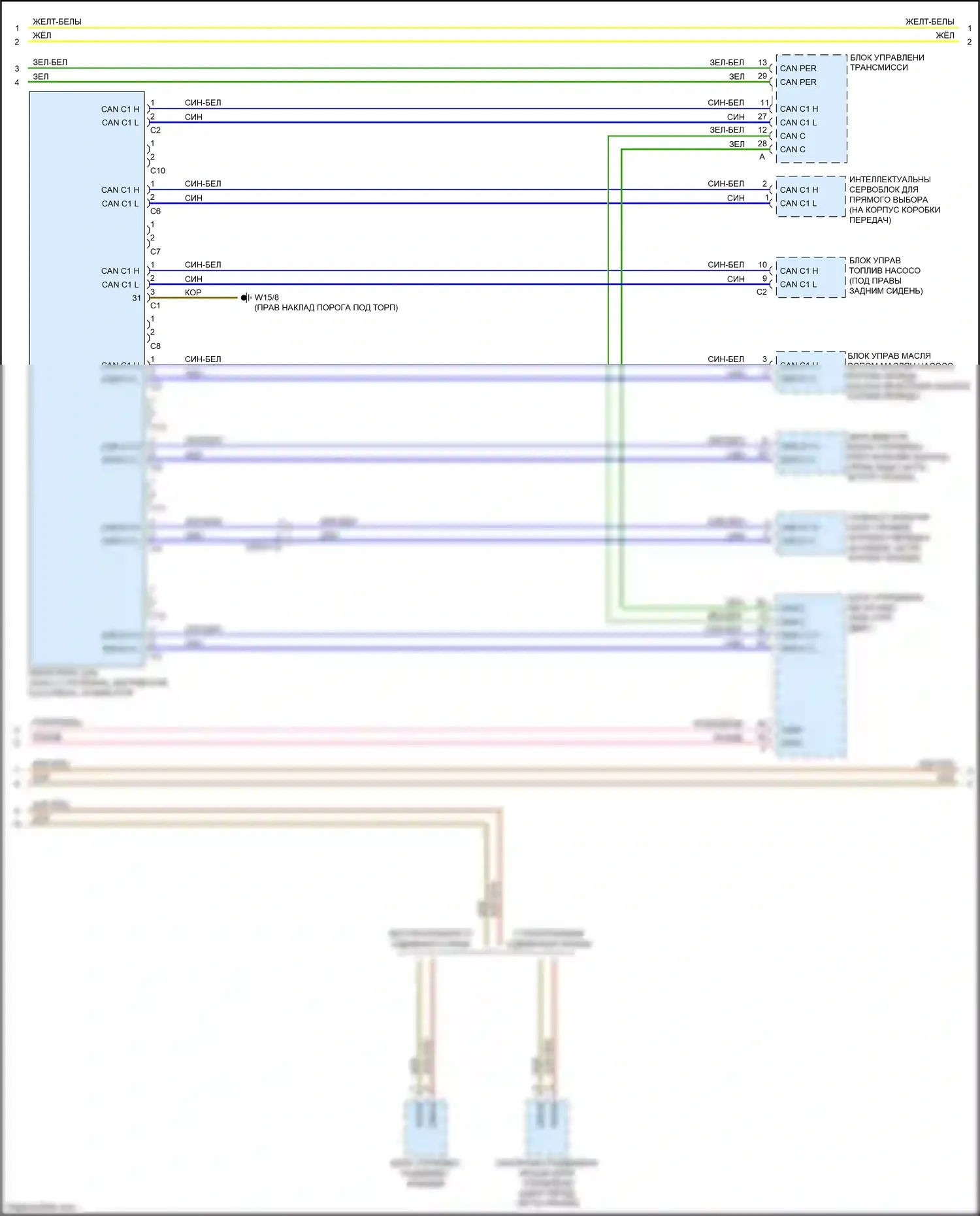 GLC-класс AMG Mercedes-Benz X253 (2016-2019): Электросхема шины высокого/низкого уровня (5 из 6) 