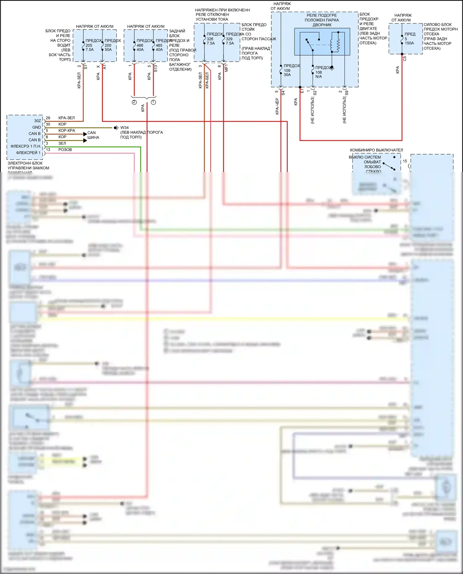 GLC-класс AMG Mercedes-Benz X253 (2016-2019): Дворники и омыватели электросхема 