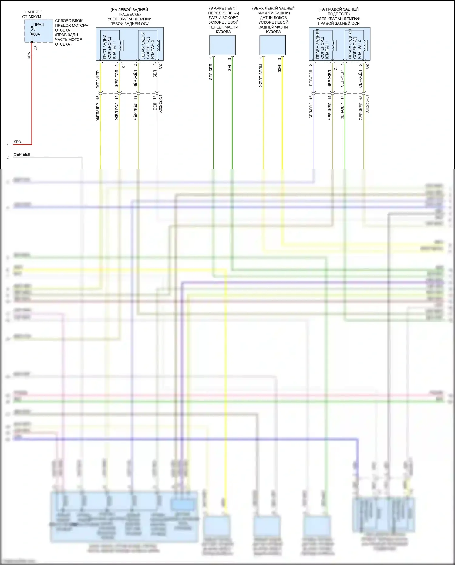 GLC-класс AMG Mercedes-Benz X253 (2016-2019): Электросхема электронной подвески (2 из 3) 