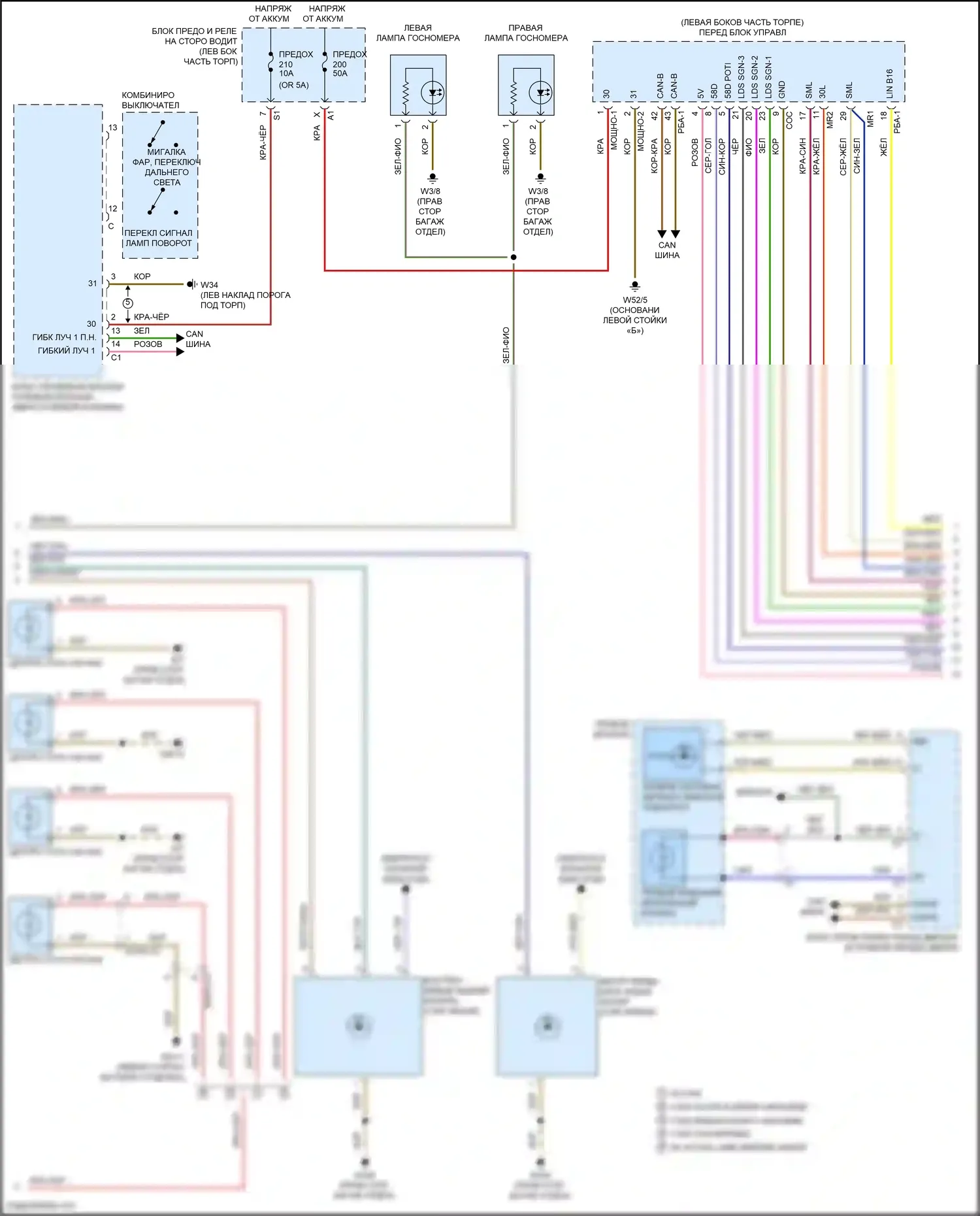 GLC-класс AMG Mercedes-Benz X253 (2016-2019): Электросхема внешних огней, со статическими светодиодными фарами (2 из 4) 