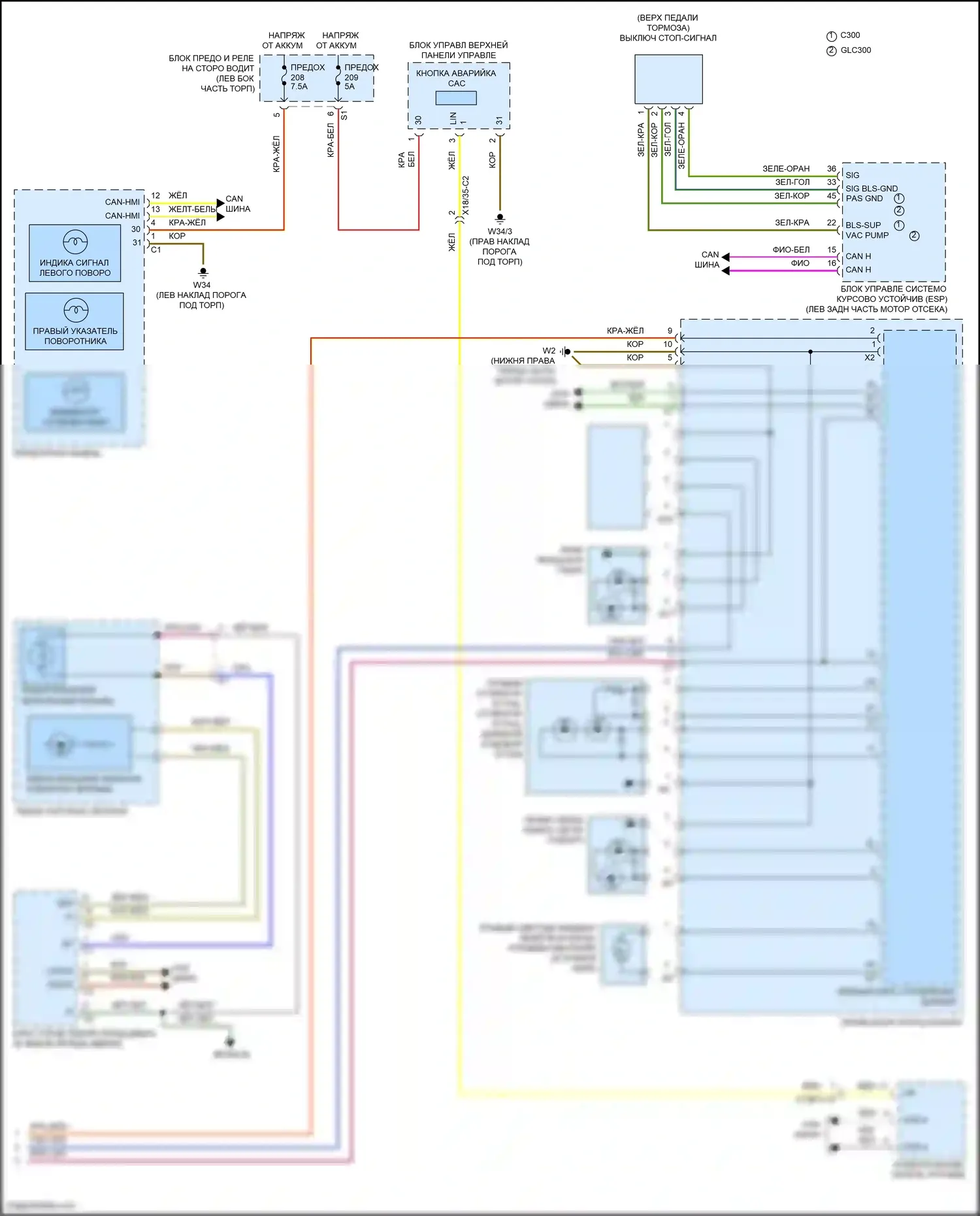 GLC-класс AMG Mercedes-Benz X253 (2016-2019): Электросхема внешних огней, со статическими светодиодными фарами (4 из 4) 