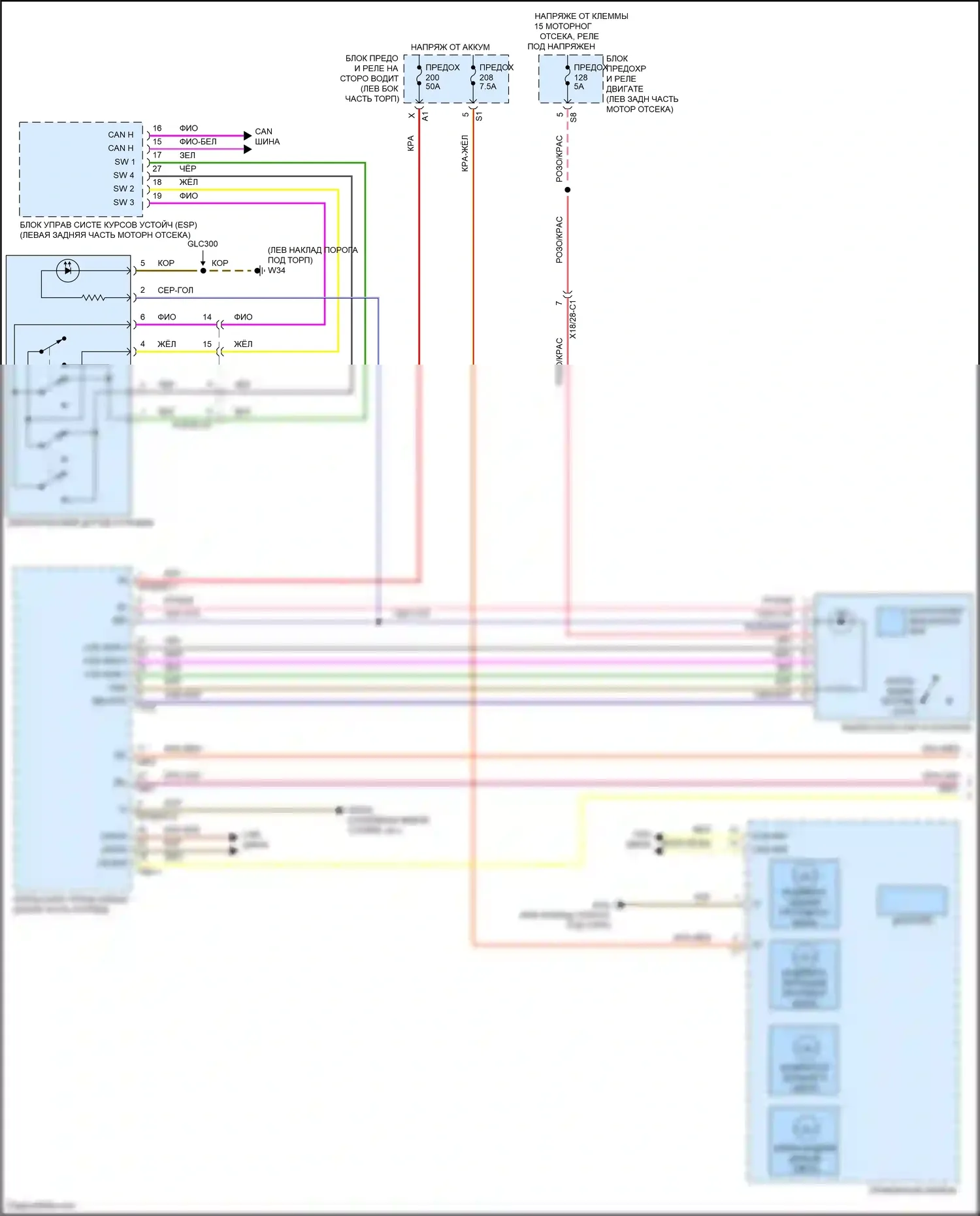 GLC-класс AMG Mercedes-Benz X253 (2016-2019): Электросхема фар, со статическими светодиодными фарами (1 из 3) 