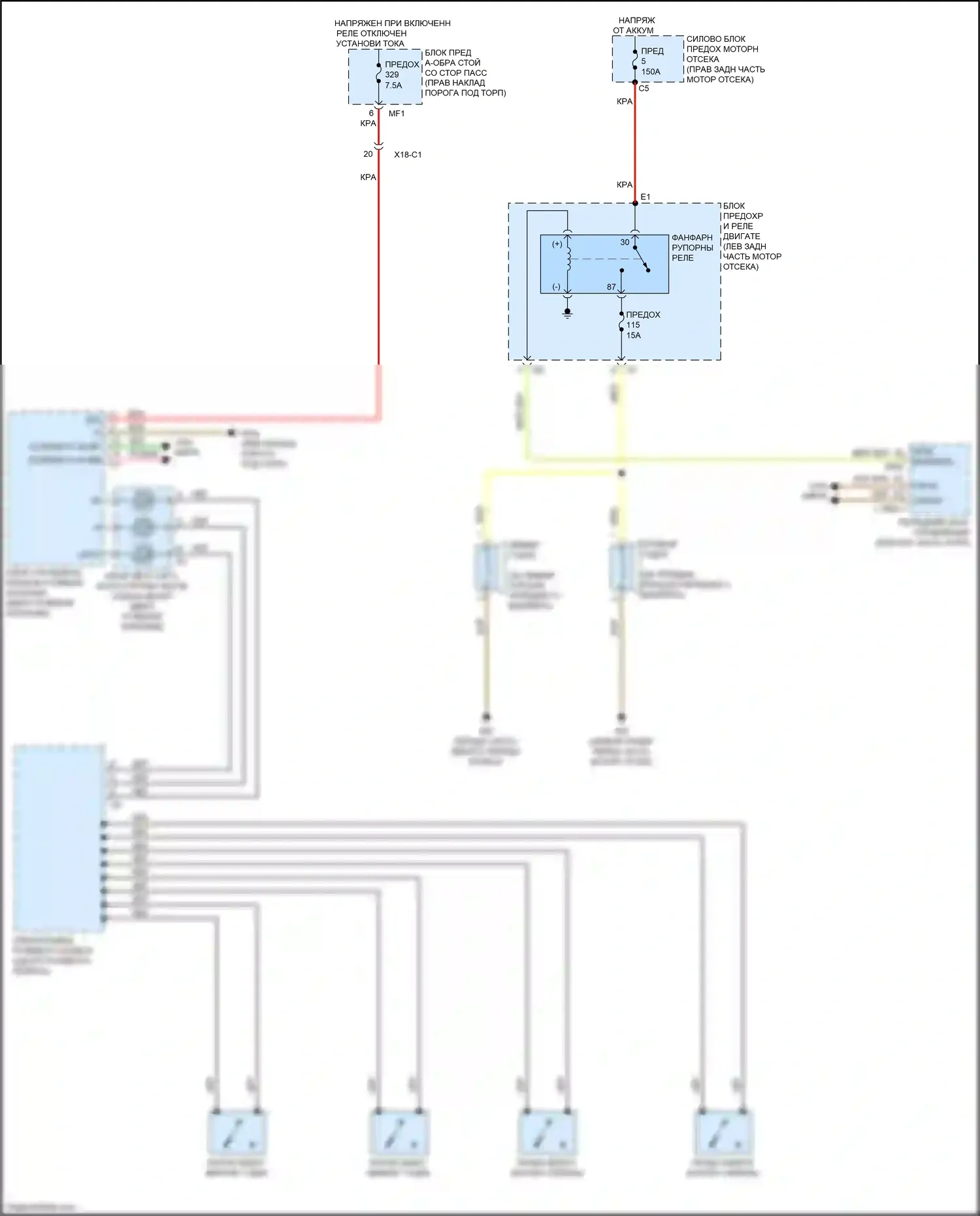 GLC-класс AMG Mercedes-Benz X253 (2016-2019): Электросхема клаксона 