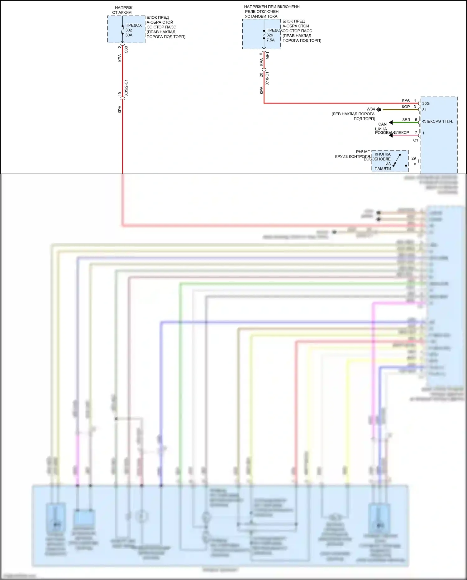 GLC-класс AMG Mercedes-Benz X253 (2016-2019): Электросхема памяти зеркал (2 из 2) 