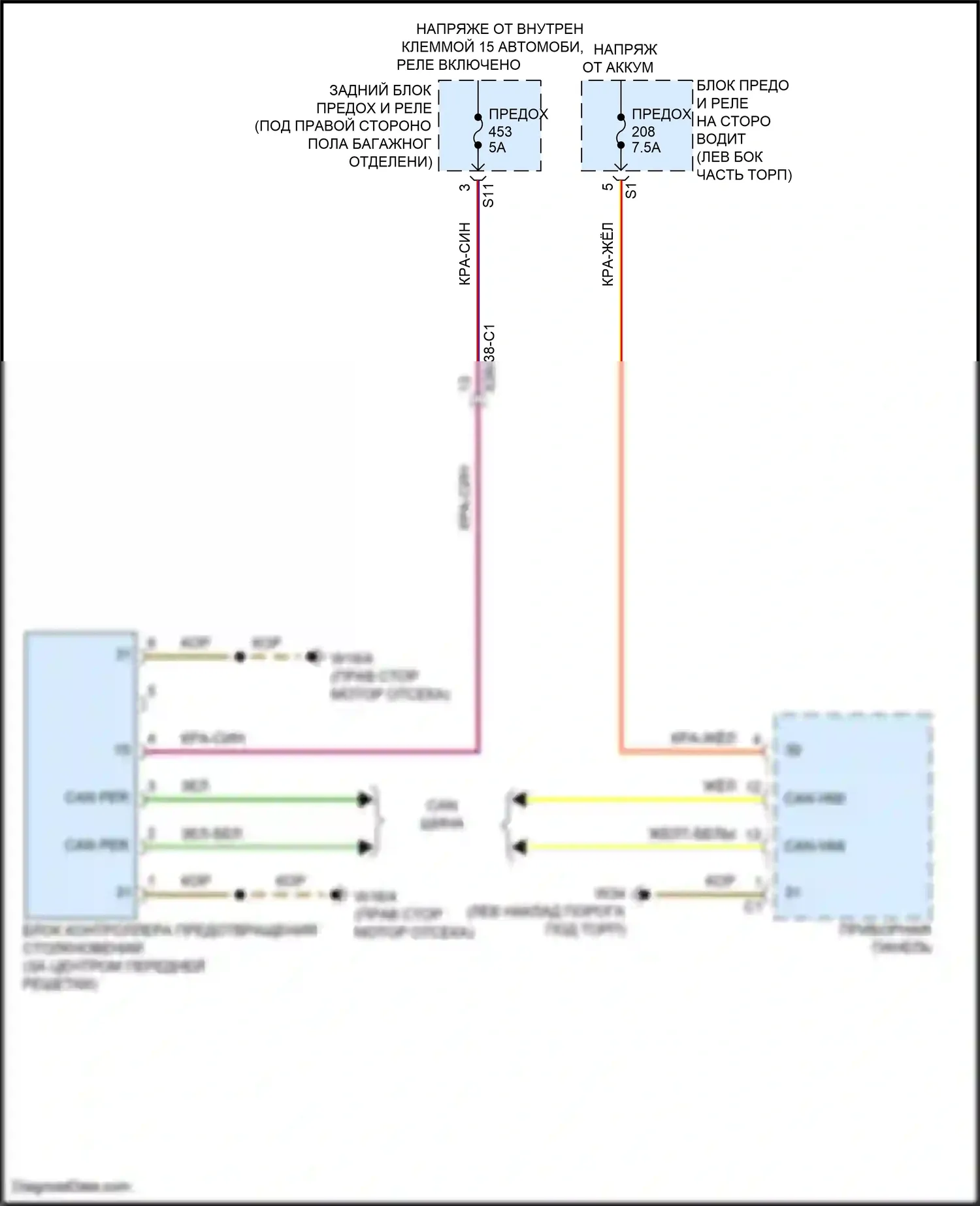 GLC-класс AMG Mercedes-Benz X253 (2016-2019): Электросхема предупреждения столкновений 