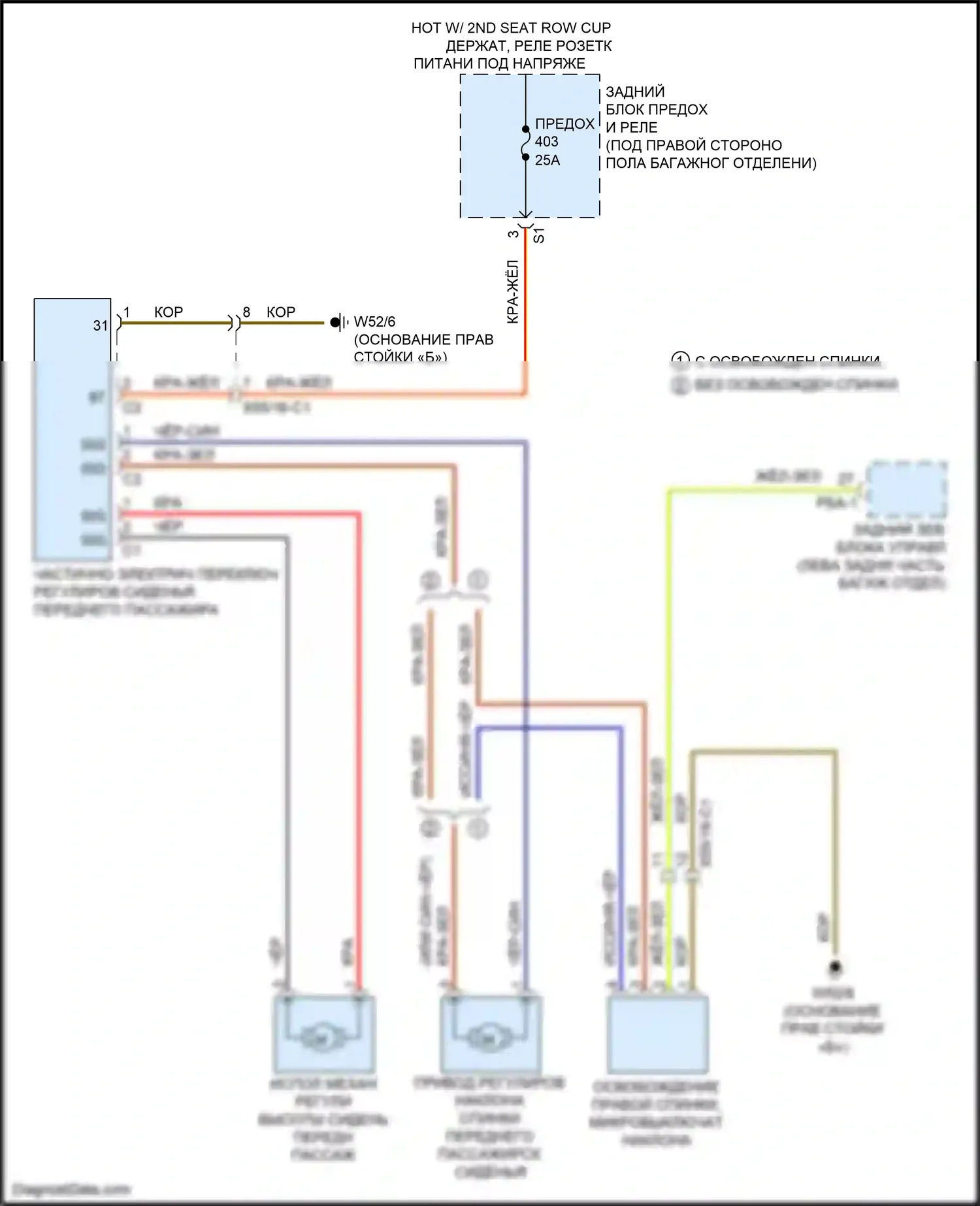 GLC-класс AMG Mercedes-Benz X253 (2016-2019): Электросхема силового сиденья, без комфортных сидений 