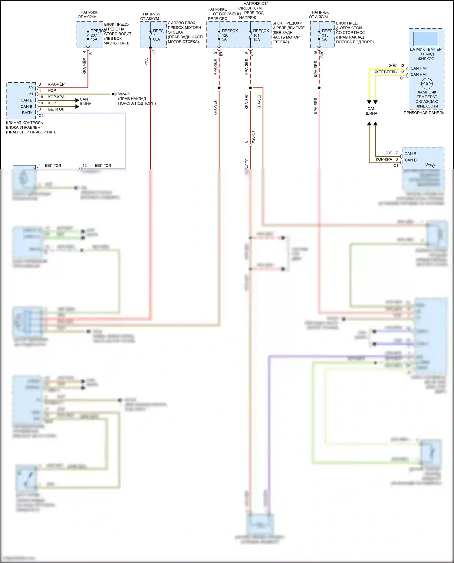 GLC-класс AMG Mercedes-Benz X253 (2016-2019): Электросхема вентилятора охлаждения 