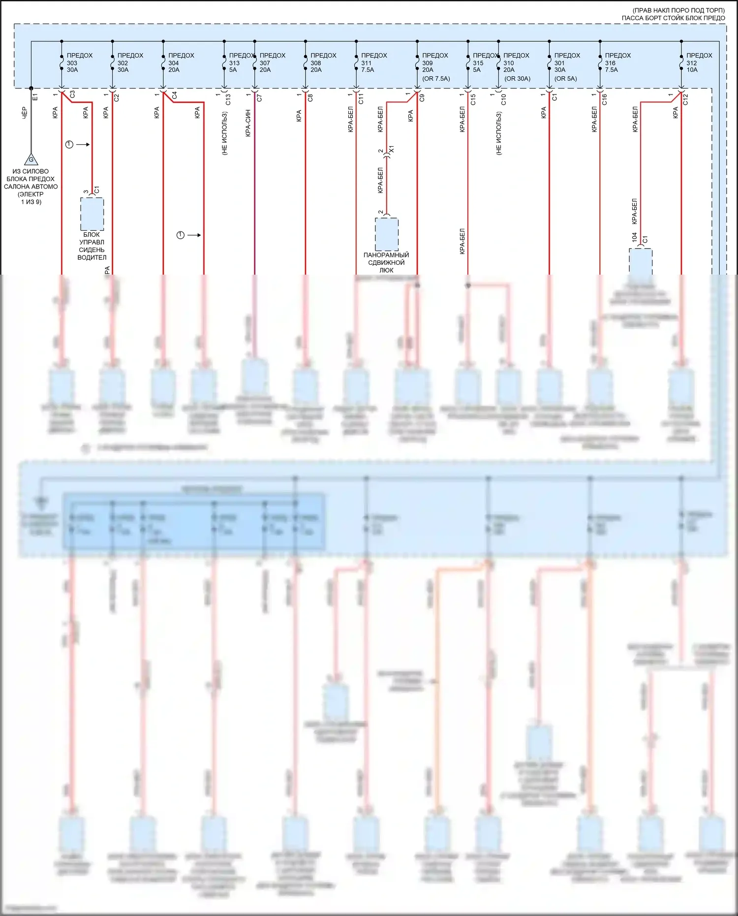 GLC-класс Coupe Mercedes-Benz C253 рестайлинг (2019-2023): Электросхема блока предохранителей реле (7 из 9) 
