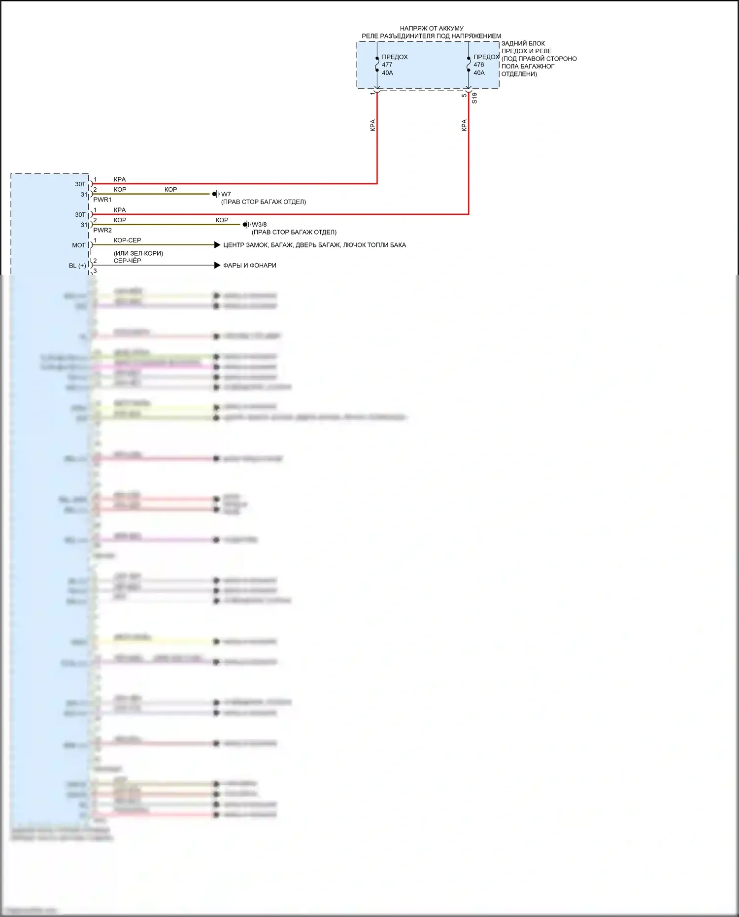 GLC-класс Coupe Mercedes-Benz C253 рестайлинг (2019-2023): Электросхема заднего блока управления sam (1 из 2) 