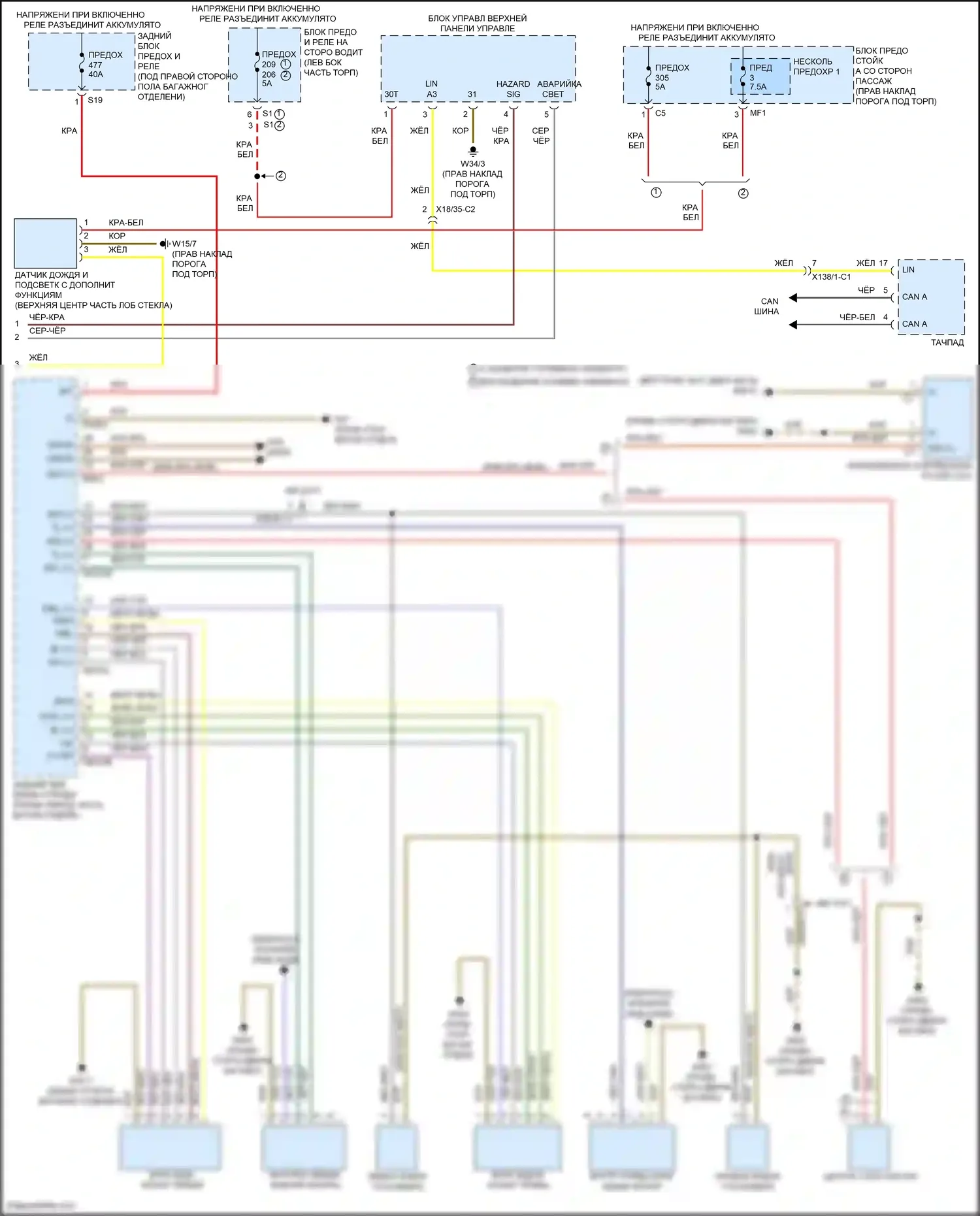 GLC-класс Coupe Mercedes-Benz C253 рестайлинг (2019-2023): Электросхема фар и фонарей, без светодиодных фар (2 из 2) 