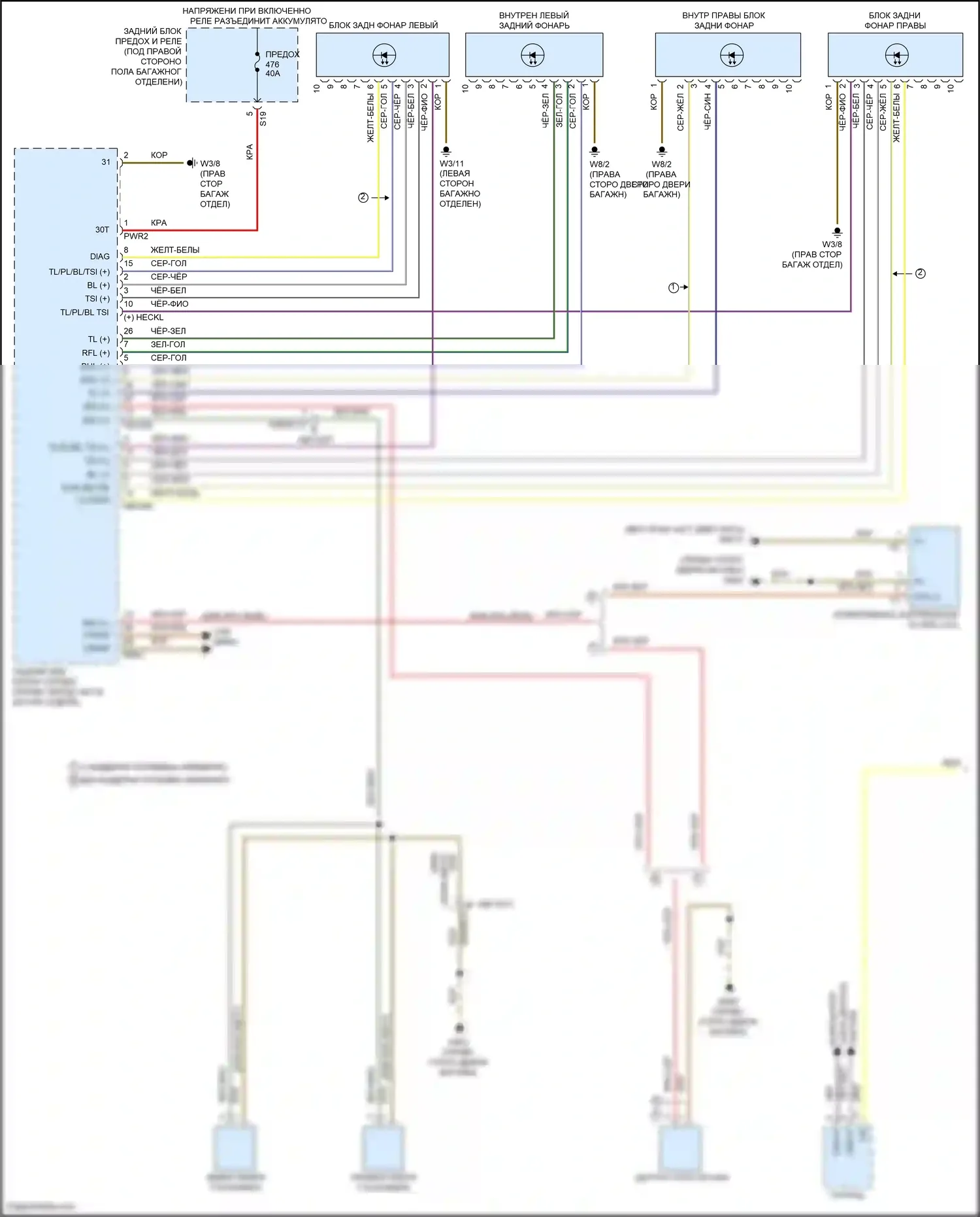 GLC-класс Coupe Mercedes-Benz C253 рестайлинг (2019-2023): Электросхема фар и фонарей, со статическими светодиодными фарами (1 из 3) 