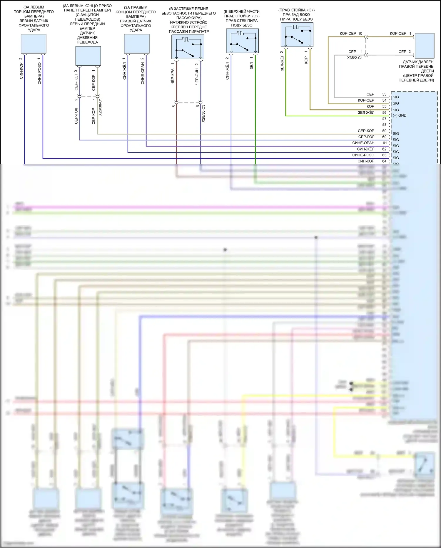 GLC-класс Coupe Mercedes-Benz C253 рестайлинг (2019-2023): Электросхема подушек безопасности (4 из 4) 