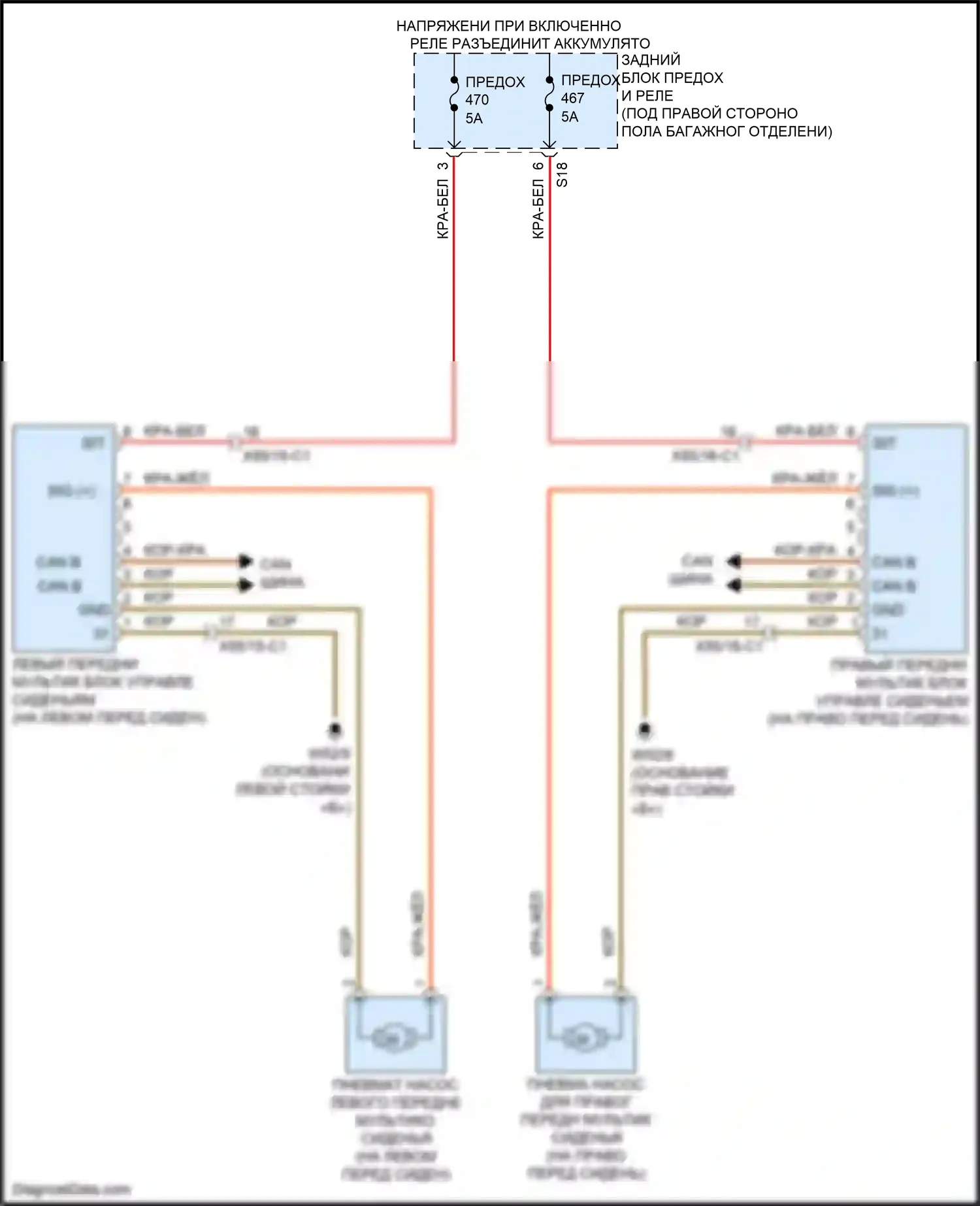 GLC-класс Coupe Mercedes-Benz C253 рестайлинг (2019-2023): Электросхема мультиконтурных сидений 