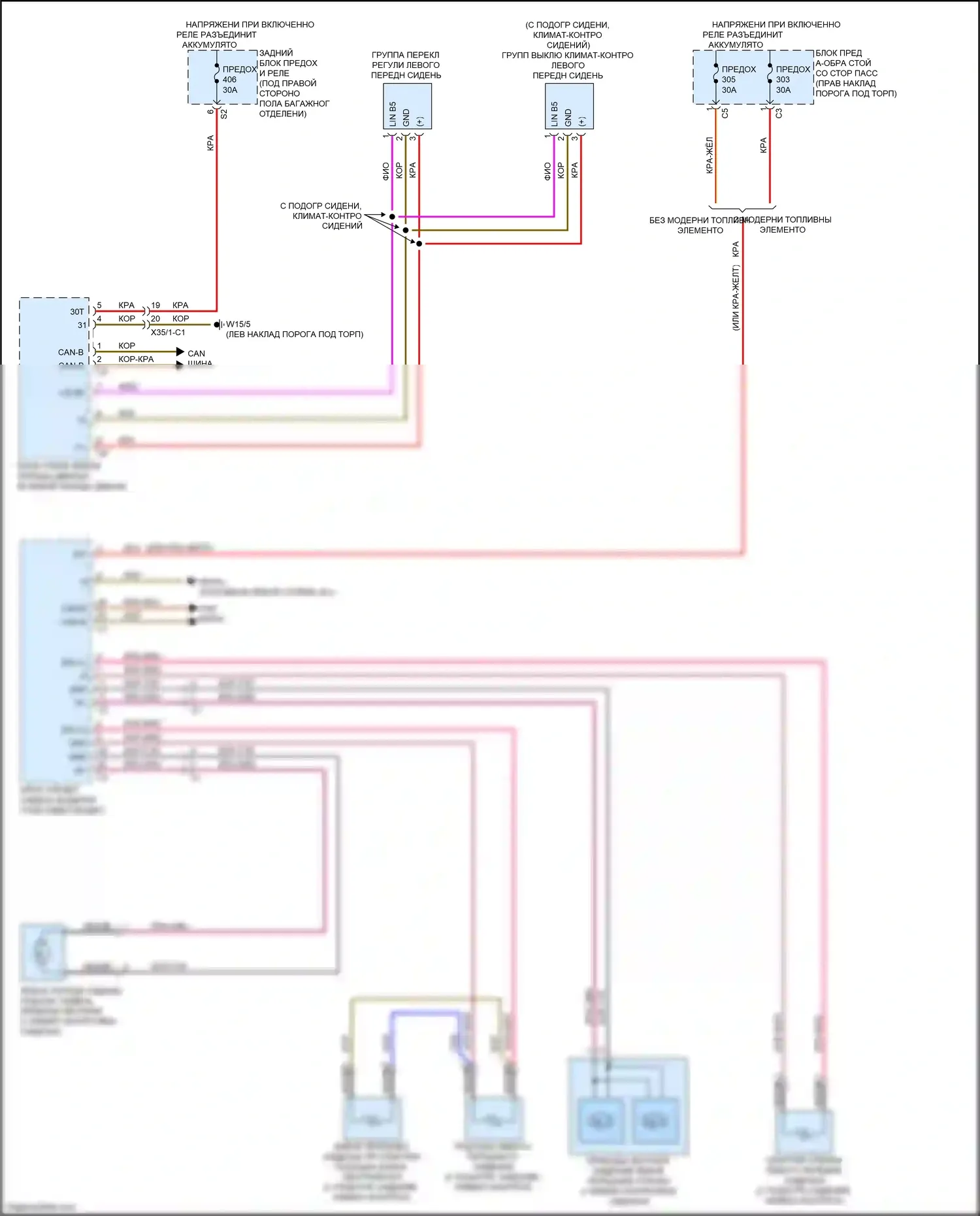 GLC-класс Coupe Mercedes-Benz C253 рестайлинг (2019-2023): Электросхема передней вентиляции и подогрева сидений, с памятью (1 из 2) 