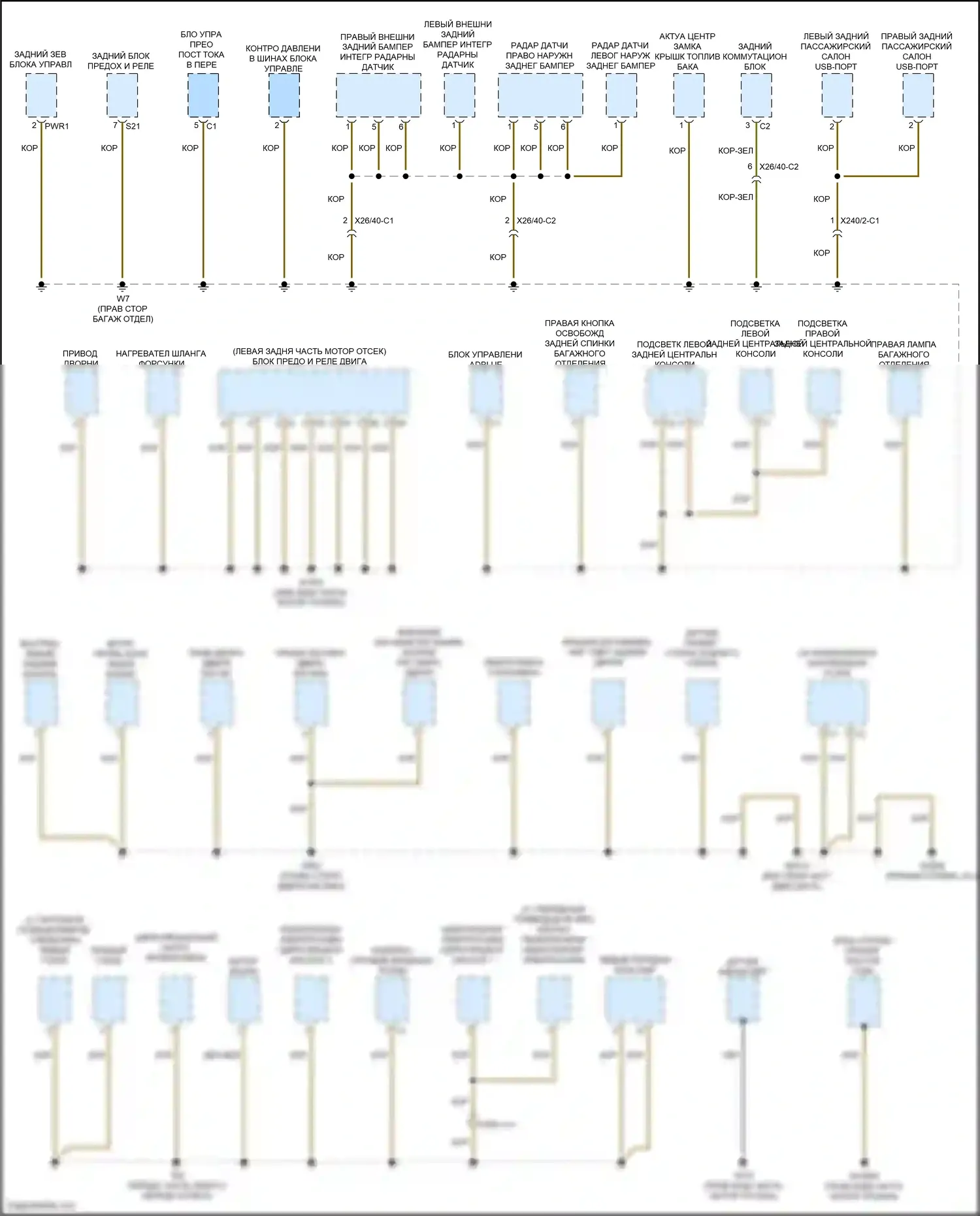GLC-класс Coupe Mercedes-Benz C253 рестайлинг (2019-2023): Электросхема разводки массы (2 из 6) 
