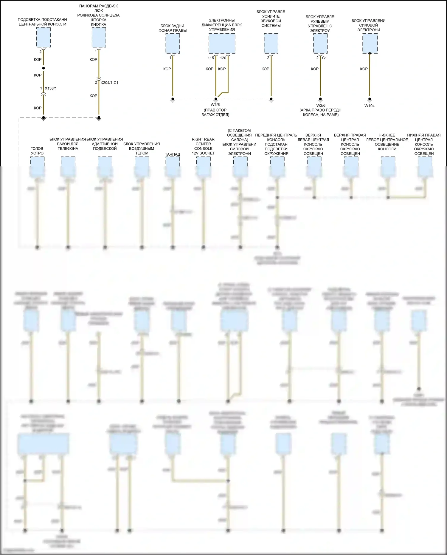 GLC-класс Coupe Mercedes-Benz C253 рестайлинг (2019-2023): Электросхема разводки массы (6 из 6) 