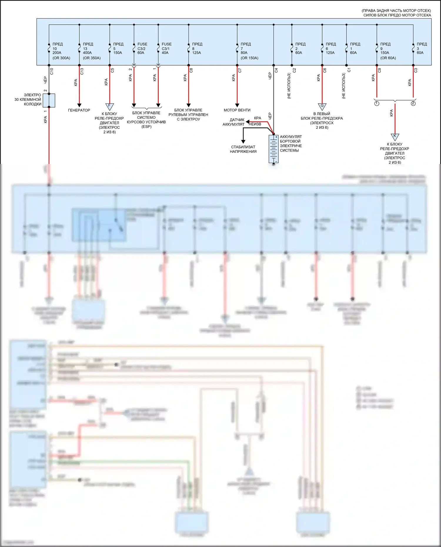 GLC-класс Coupe Mercedes-Benz C253 (2016-2019): Электросхема блока предохранителей реле (1 из 6) 