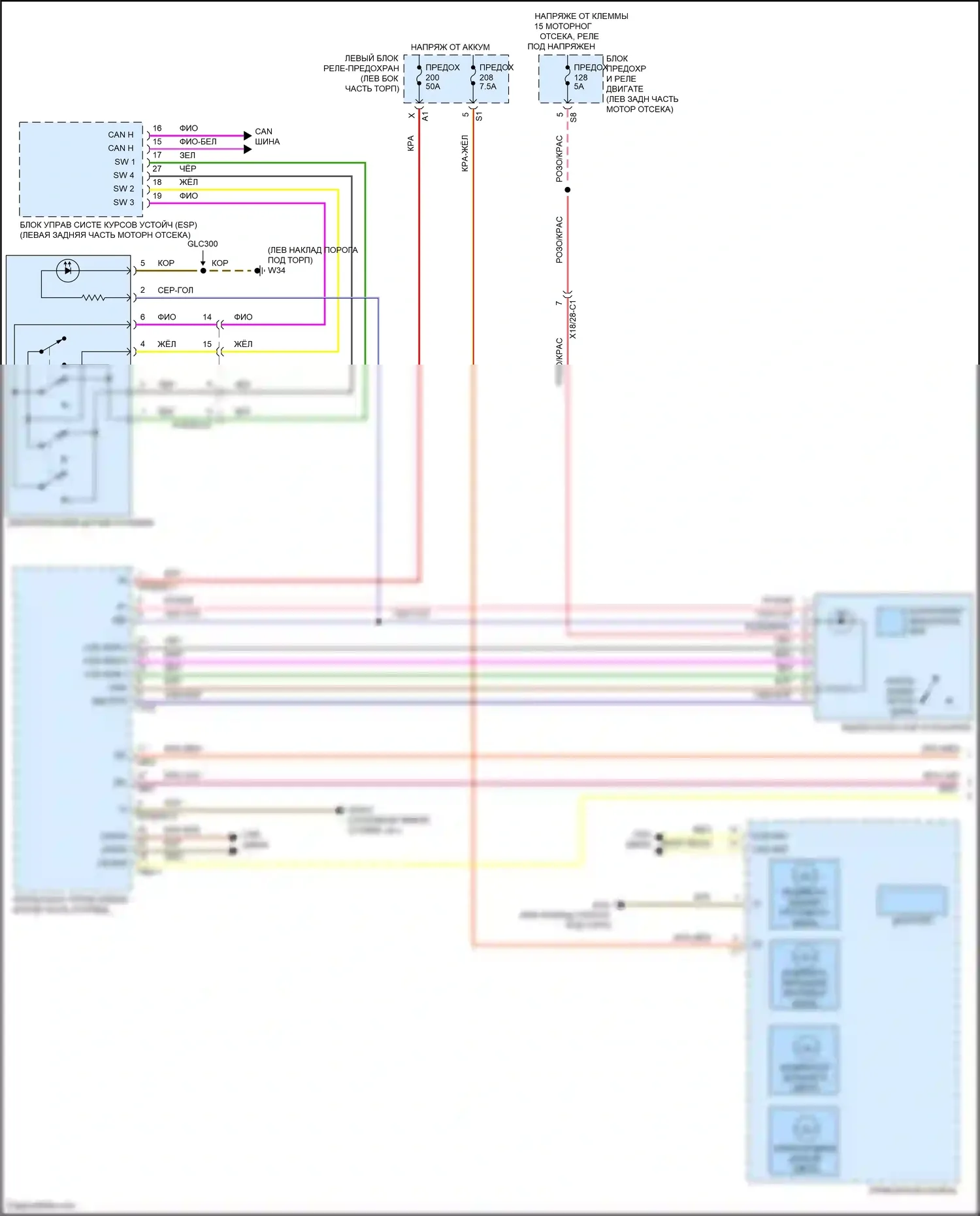 GLC-класс Coupe Mercedes-Benz C253 (2016-2019): Электросхема фар, со статическими светодиодными фарами (1 из 3) 