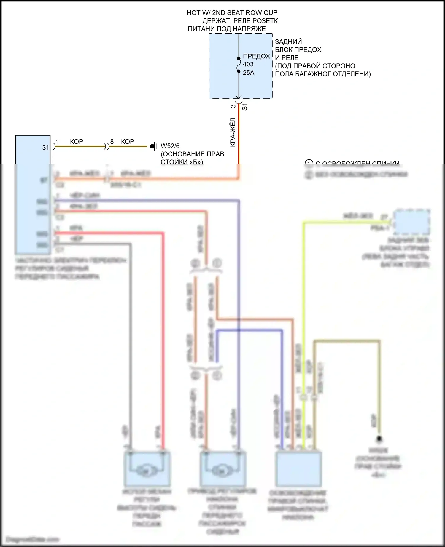 GLC-класс Coupe Mercedes-Benz C253 (2016-2019): Электросхема силового сиденья, без комфортных сидений 