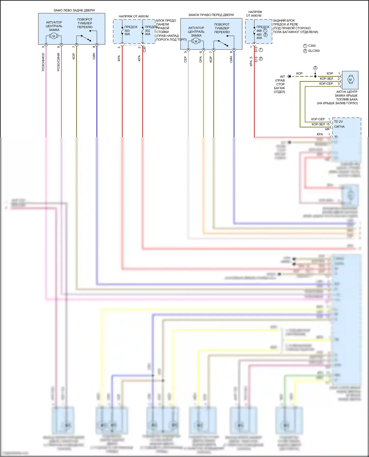 GLC-класс Coupe Mercedes-Benz C253 (2016-2019): Электросхема центрального замка с автоблокировкой (2 из 3) 