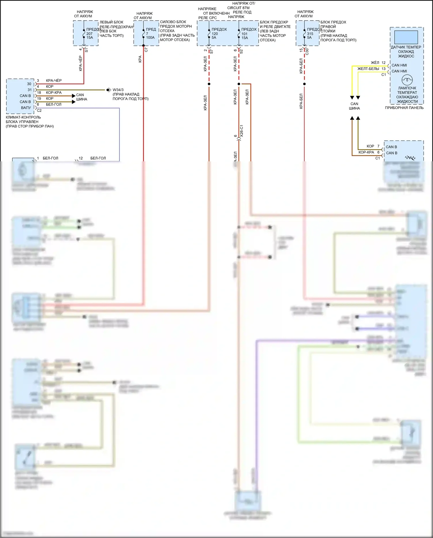 GLC-класс Coupe Mercedes-Benz C253 (2016-2019): Электросхема вентилятора охлаждения 