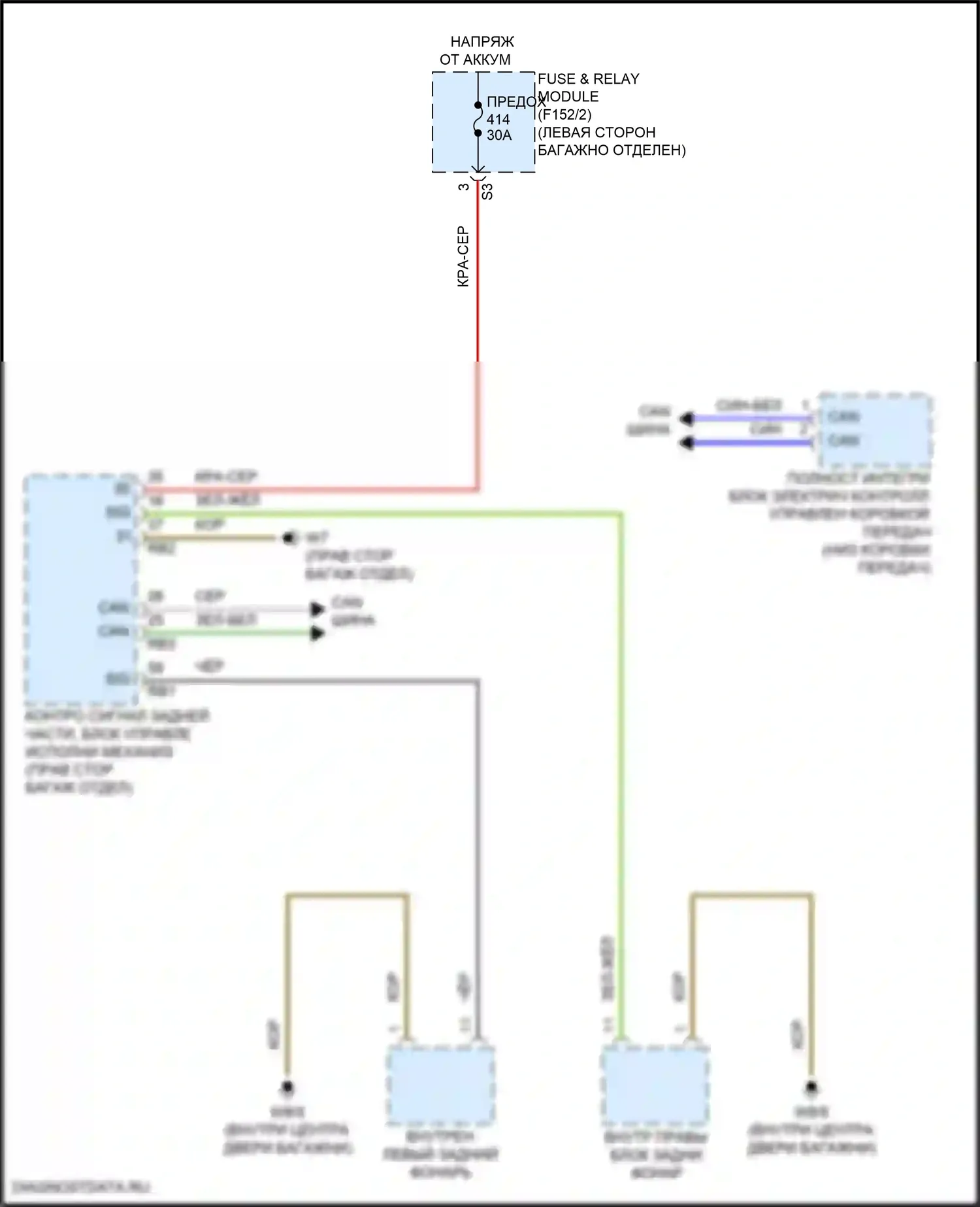 GLC-класс Coupe Mercedes-Benz C254 (2023-2024): Электросхема фонарей заднего хода 