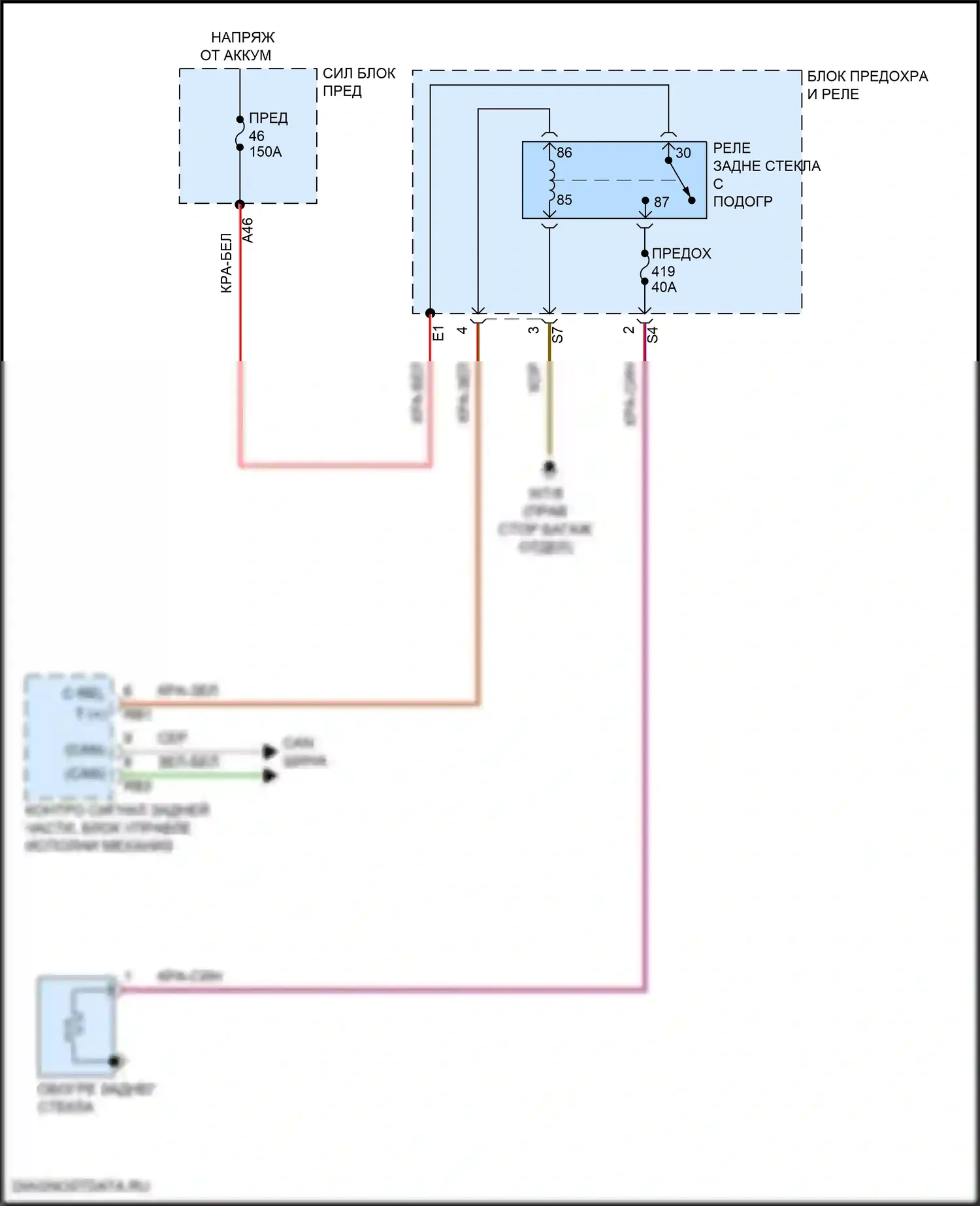 GLC-класс Coupe Mercedes-Benz C254 (2023-2024): Электросхема заднего подогрева 