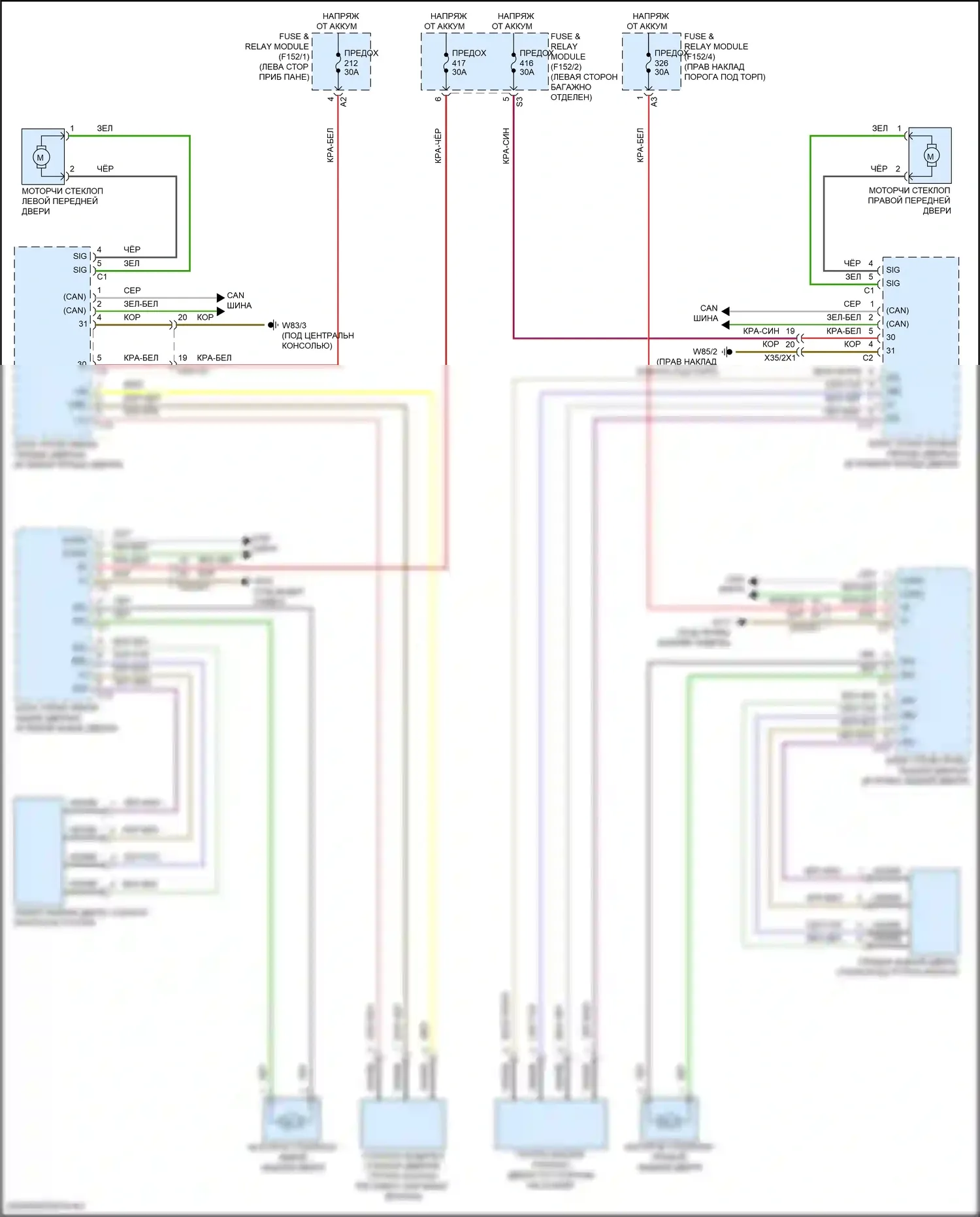 GLC-класс Coupe Mercedes-Benz C254 (2023-2024): Стеклоподъемники электросхема 
