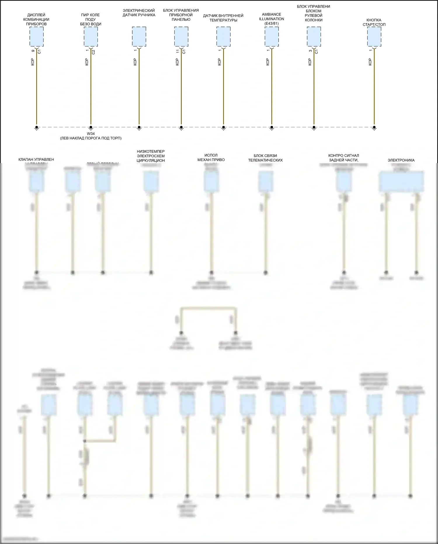 GLC-класс Coupe Mercedes-Benz C254 (2023-2024): Электросхема точек подключения масс (3 из 4) 