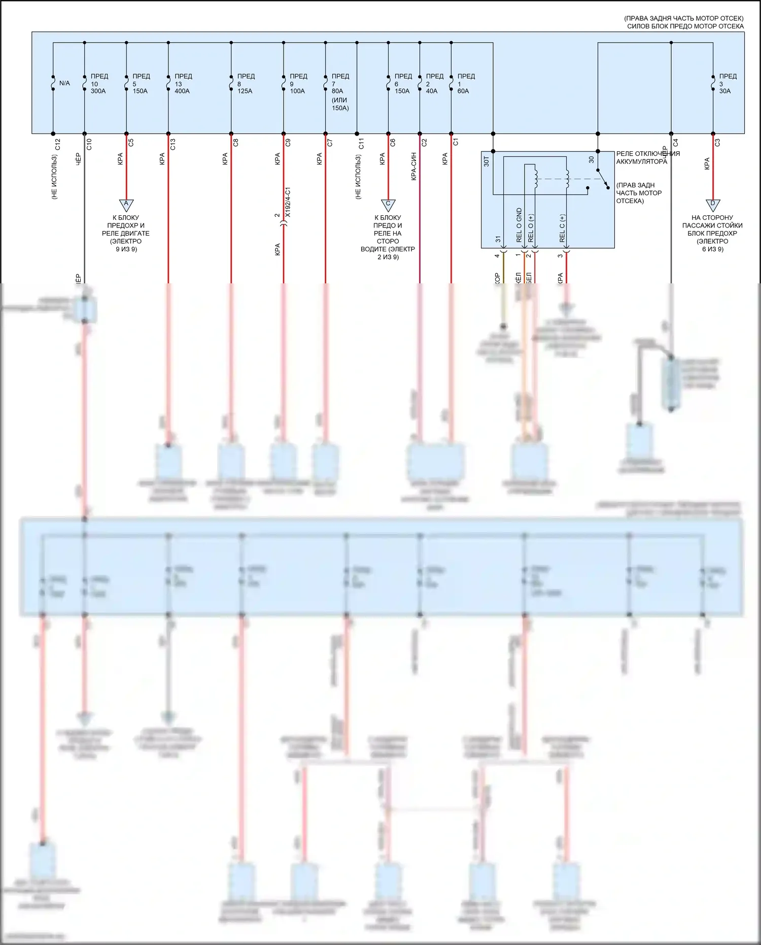 GLC-класс Mercedes-Benz X253 рестайлинг (2019-2023): Электросхема блока предохранителей реле (1 из 9) 