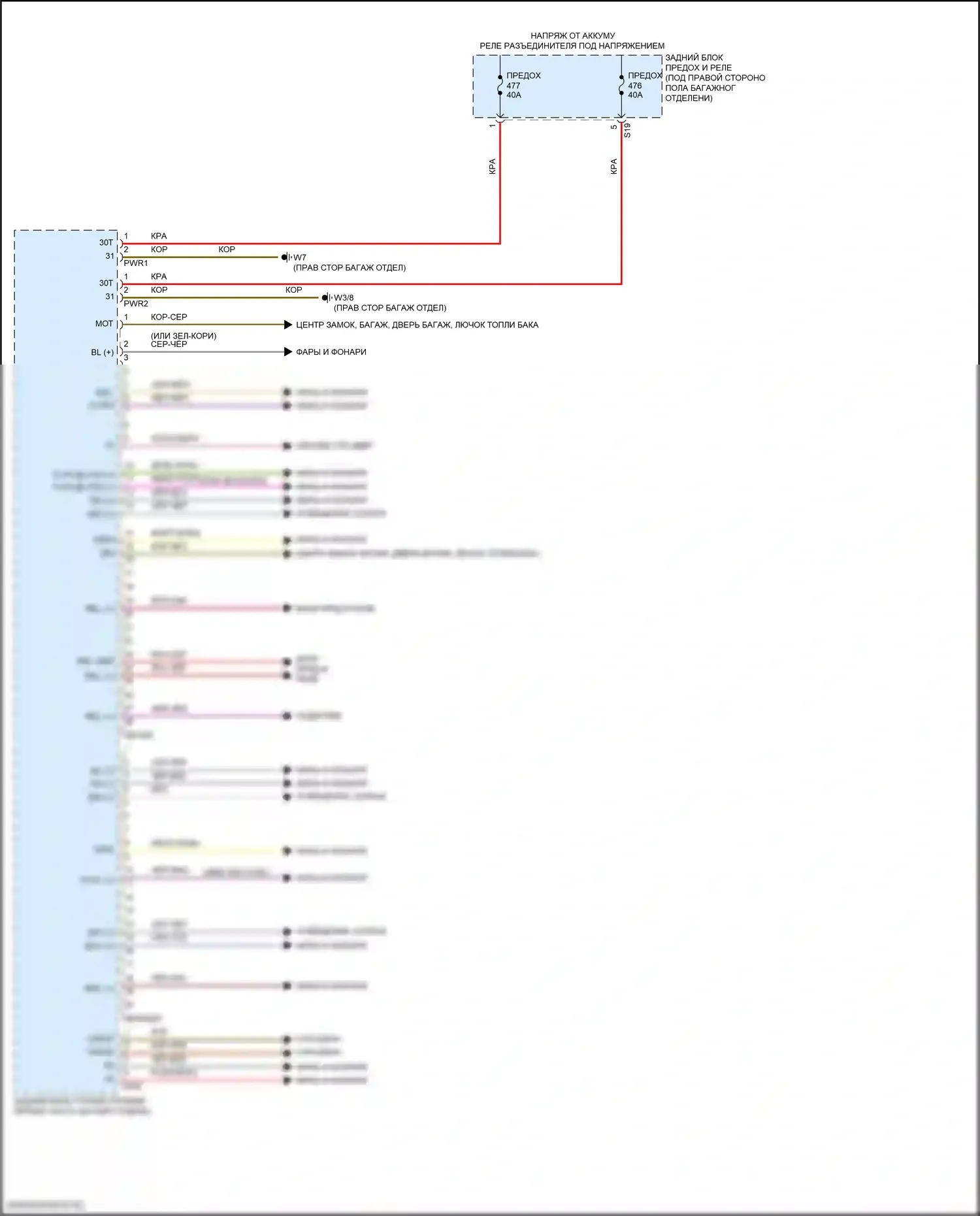 GLC-класс Mercedes-Benz X253 рестайлинг (2019-2023): Электросхема заднего блока управления sam (1 из 2) 