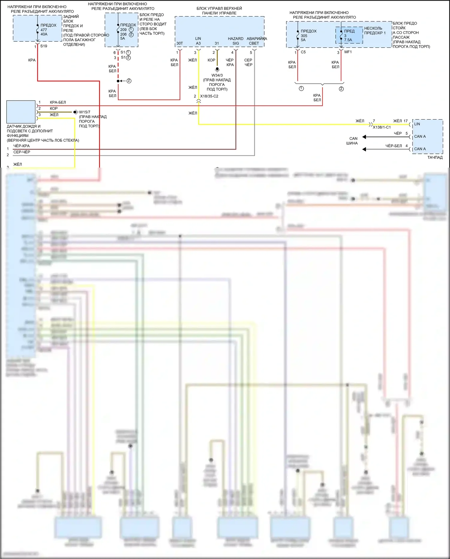 GLC-класс Mercedes-Benz X253 рестайлинг (2019-2023): Электросхема фар и фонарей, без светодиодных фар (2 из 2) 