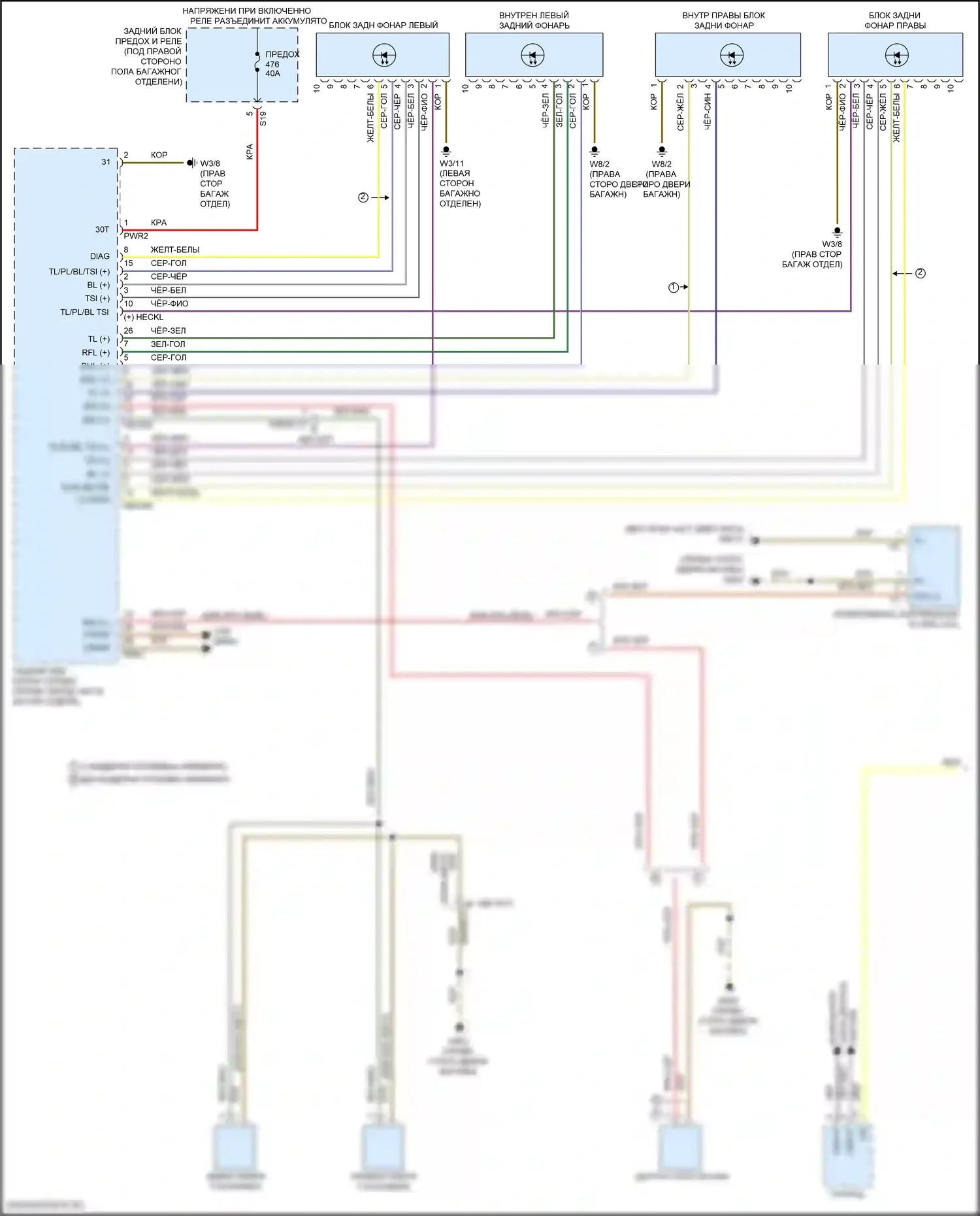GLC-класс Mercedes-Benz X253 рестайлинг (2019-2023): Электросхема фар и фонарей, со статическими светодиодными фарами (1 из 3) 