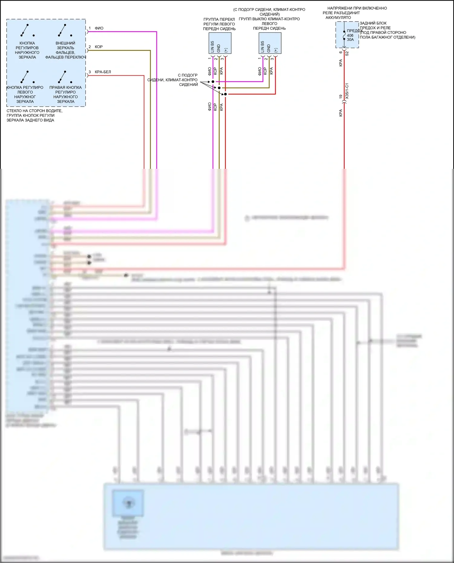 GLC-класс Mercedes-Benz X253 рестайлинг (2019-2023): Электросхема памяти зеркал (1 из 2) 