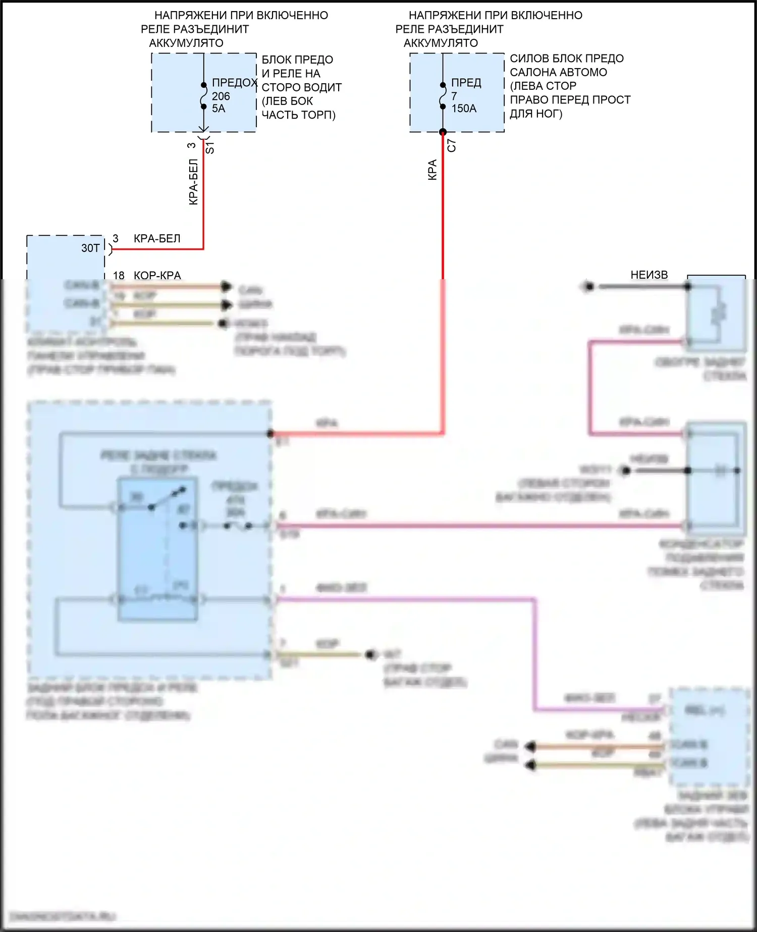 GLC-класс Mercedes-Benz X253 рестайлинг (2019-2023): Электросхема заднего подогрева 
