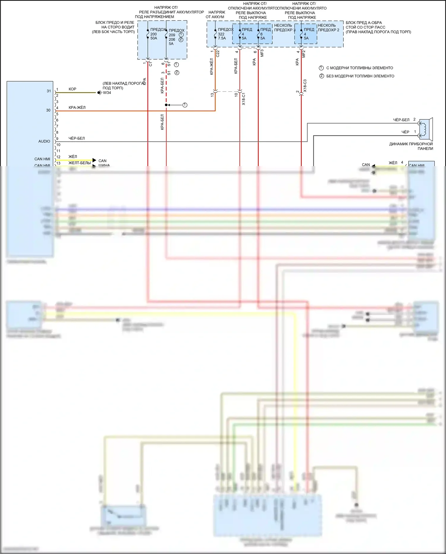 GLC-класс Mercedes-Benz X253 рестайлинг (2019-2023): Электросхема приборной панели, базовая (1 из 2) 