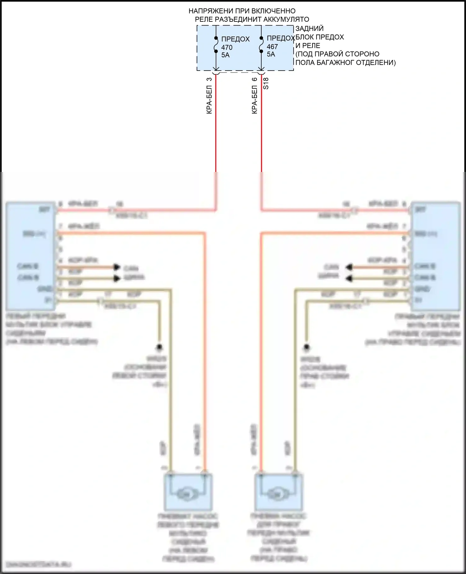 GLC-класс Mercedes-Benz X253 рестайлинг (2019-2023): Электросхема мультиконтурных сидений 